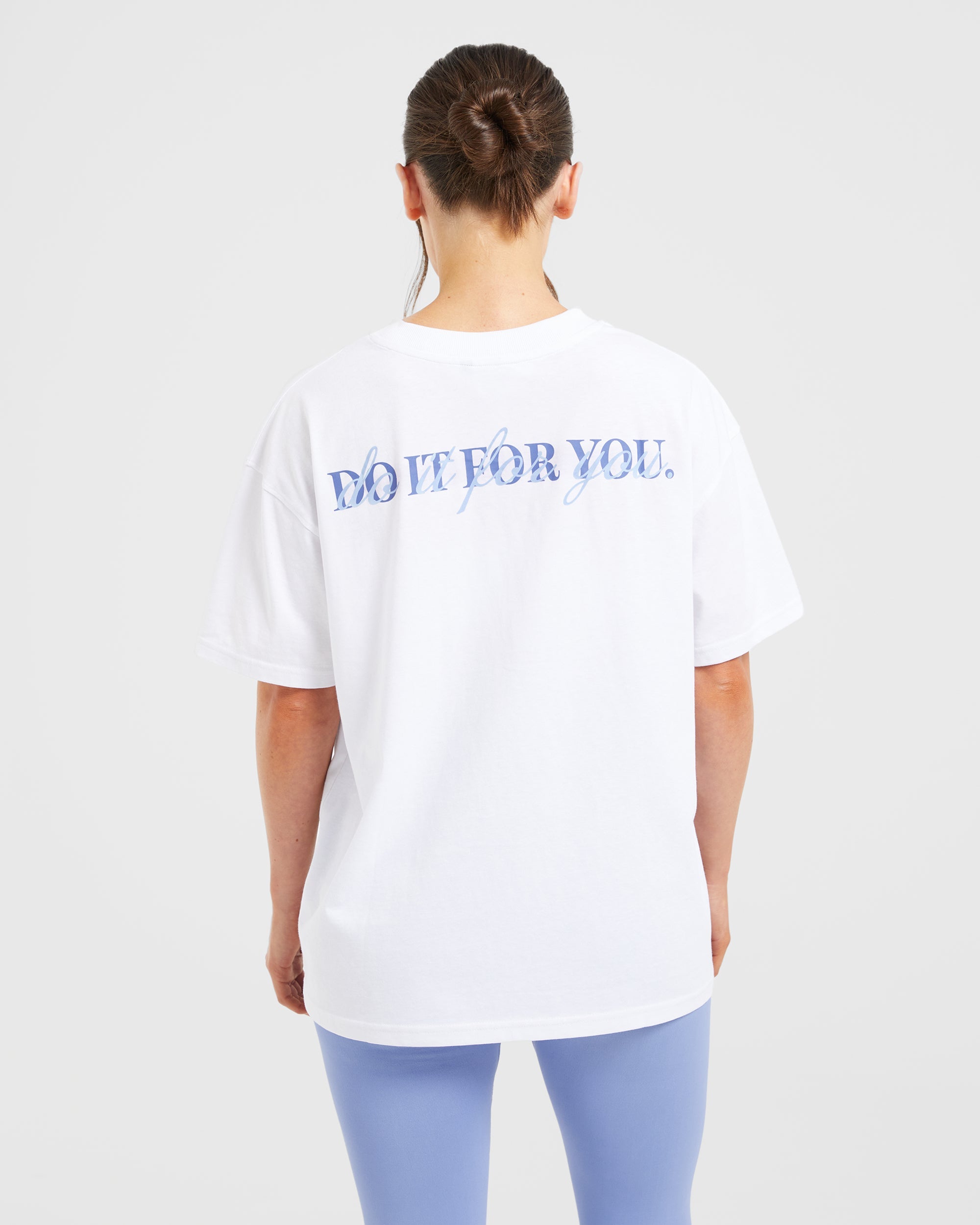 Camiseta Oversized Do It For You - Blanco/Azul