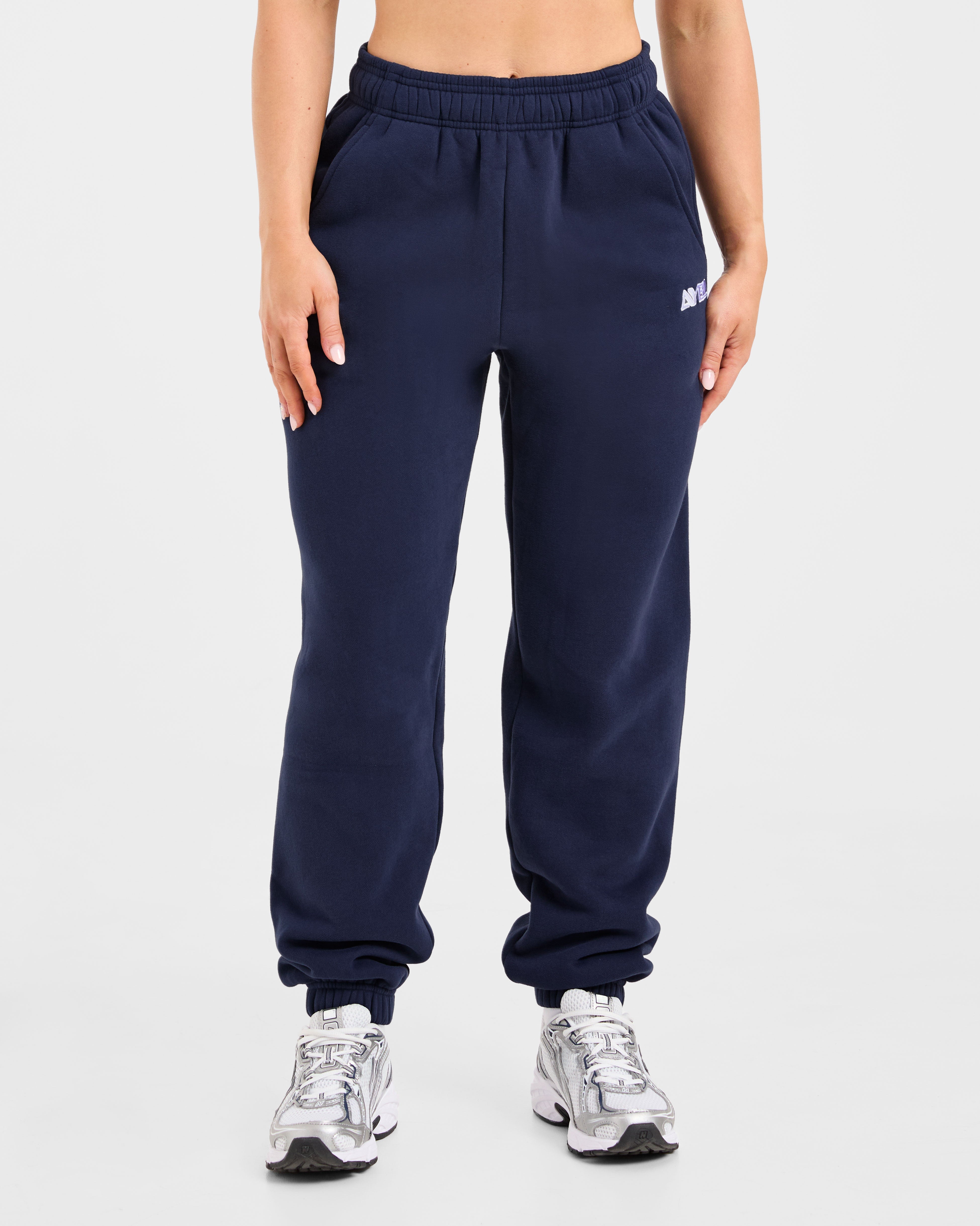 Pantalones Jogger Oversized con Bordado Retro - Azul Marino