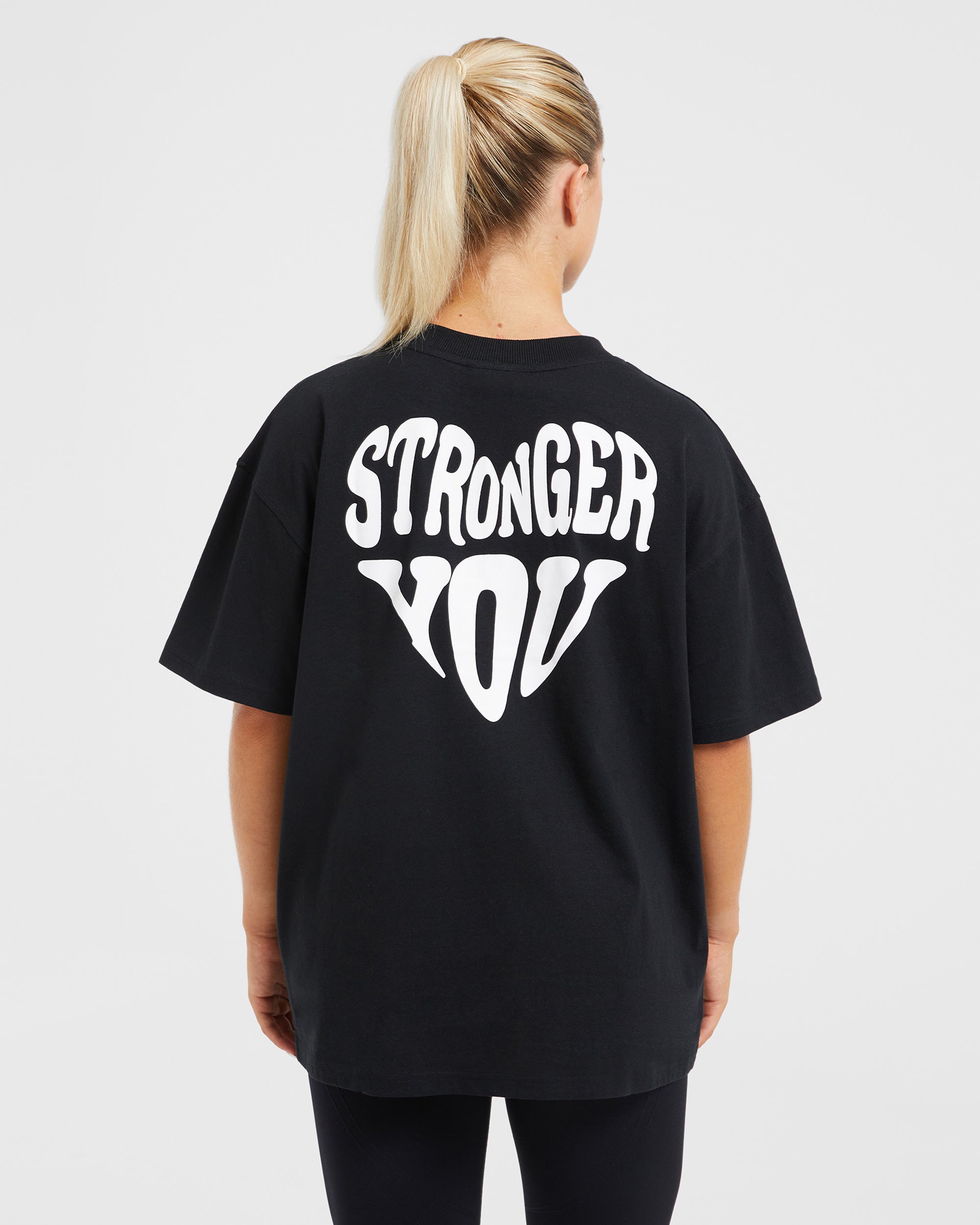Camiseta Oversized Stronger You - Negro