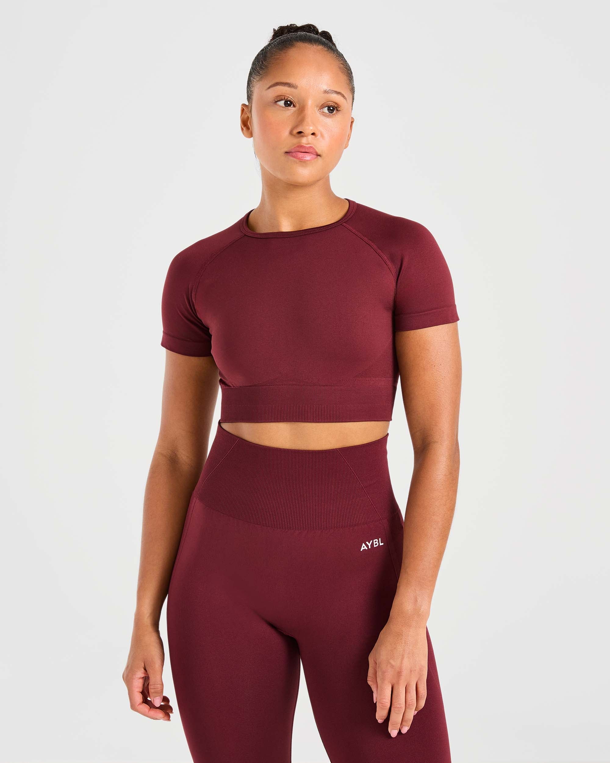 Crop Top Sin Costuras Empower - Rojo Vino