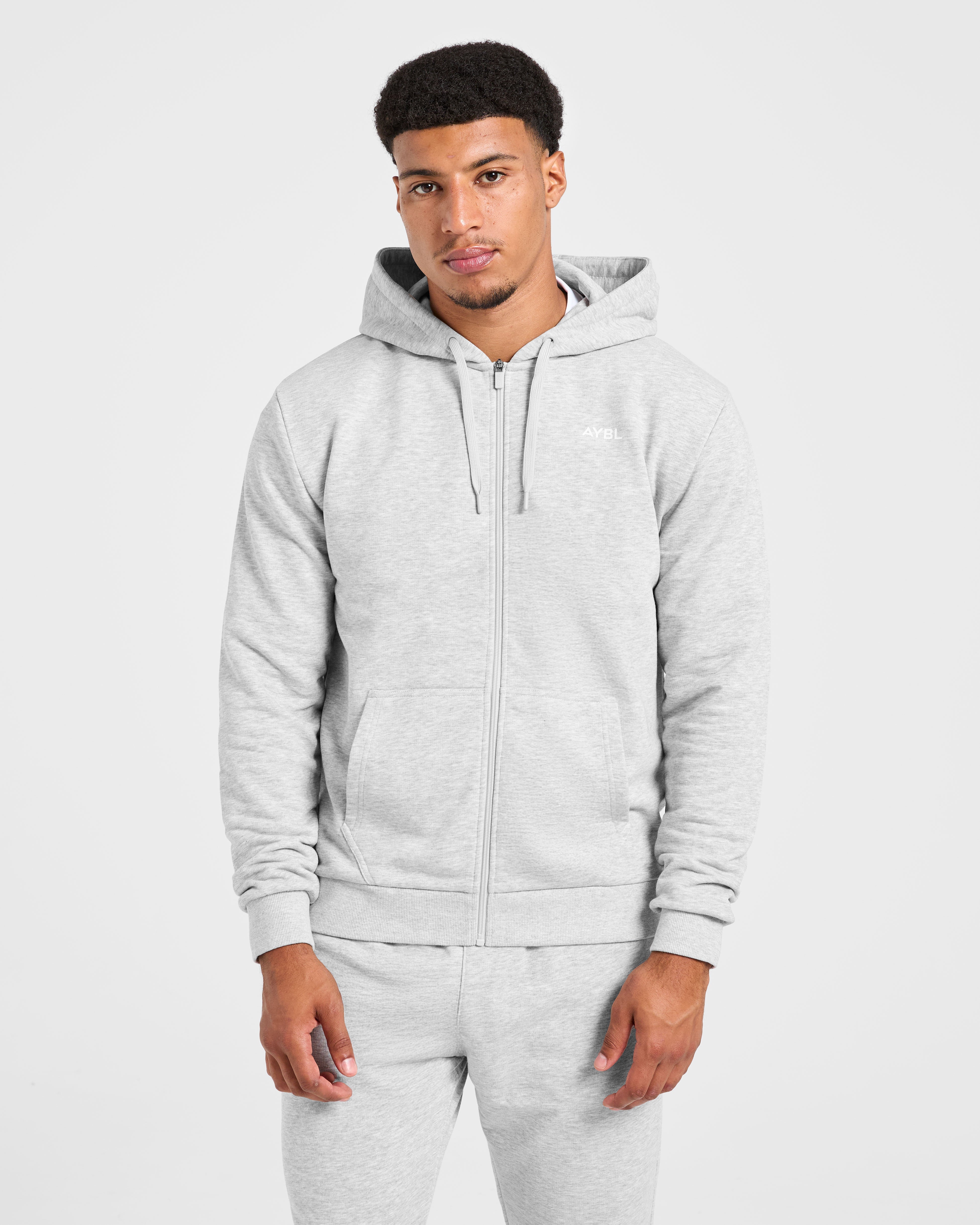 Essential Lightweight Zip Up Hoodie - Gris Marfil