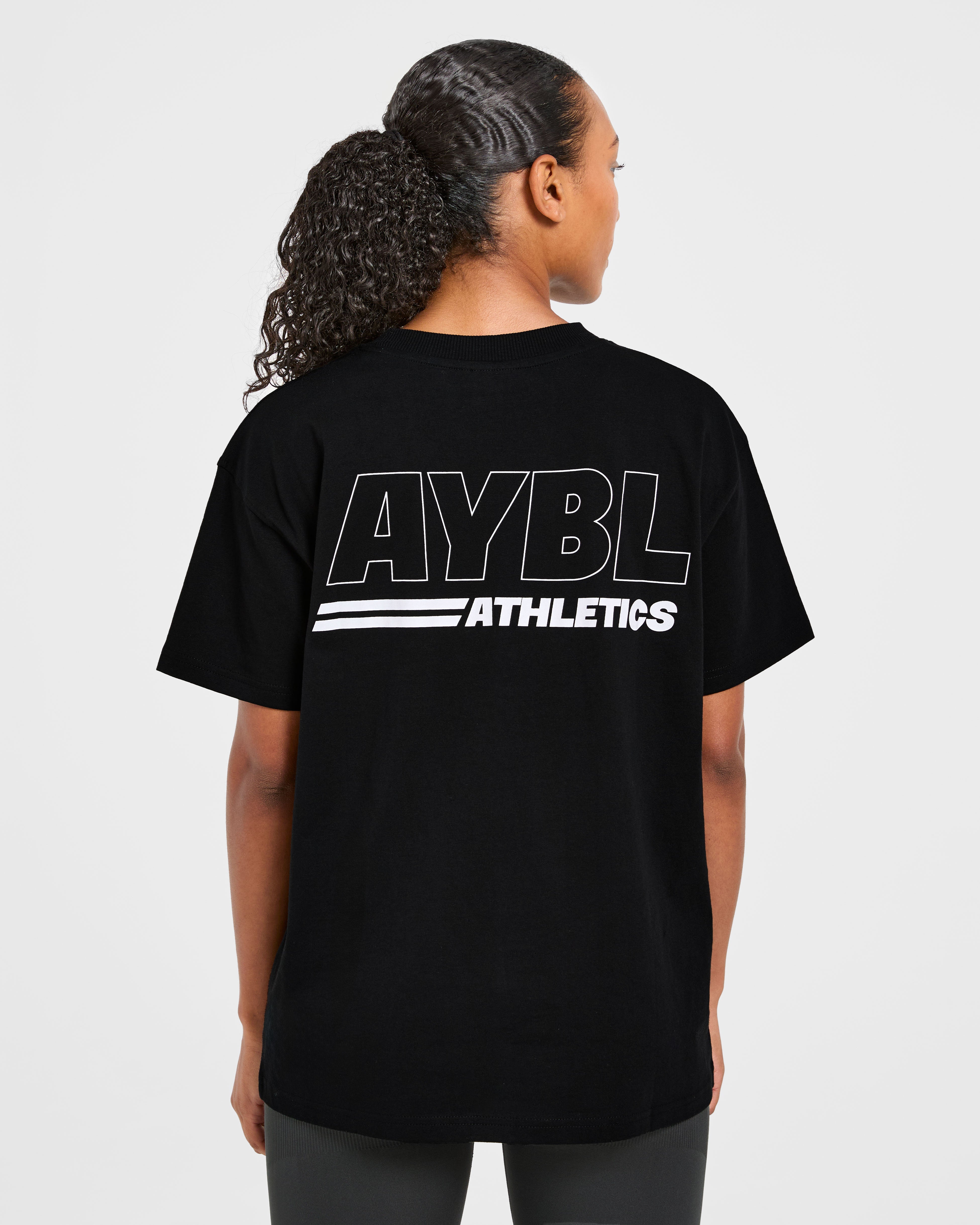 Camiseta Oversized de Pista de Atletismo - Negro/Blanco