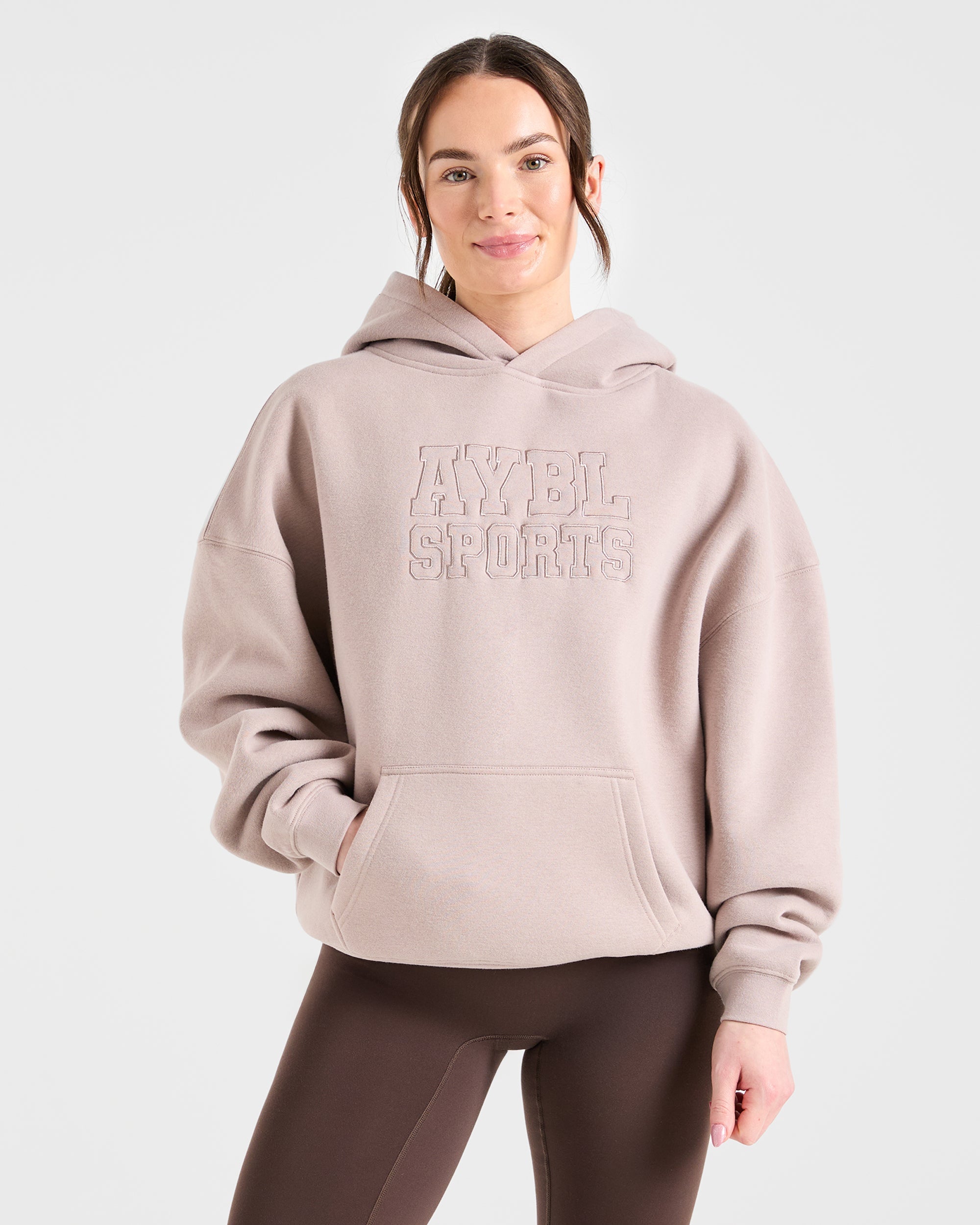 Sudadera Deportiva Oversized con Corte de Contorno - Gris Piedra