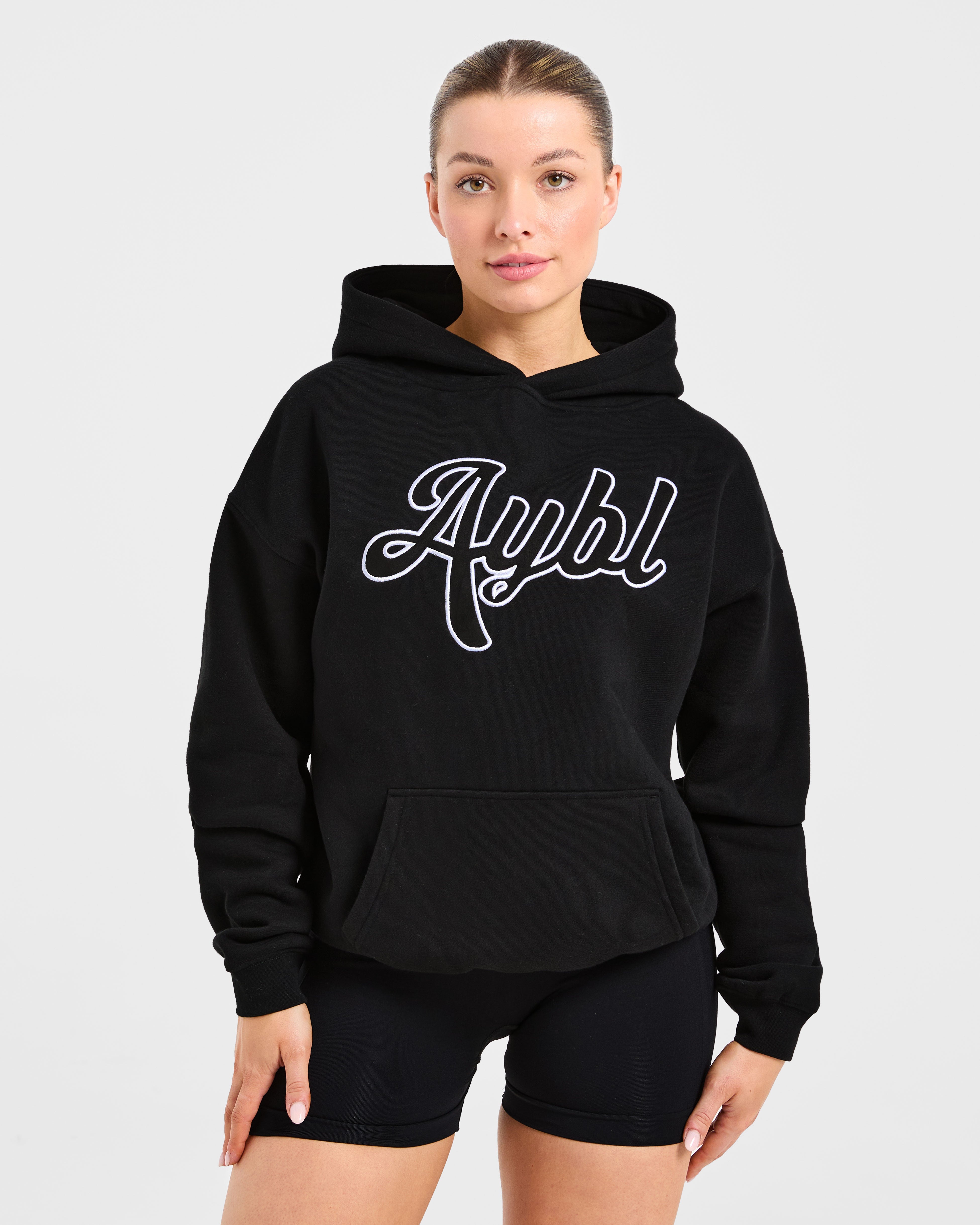 Sudadera Oversized con Bordado de Letras - Negro