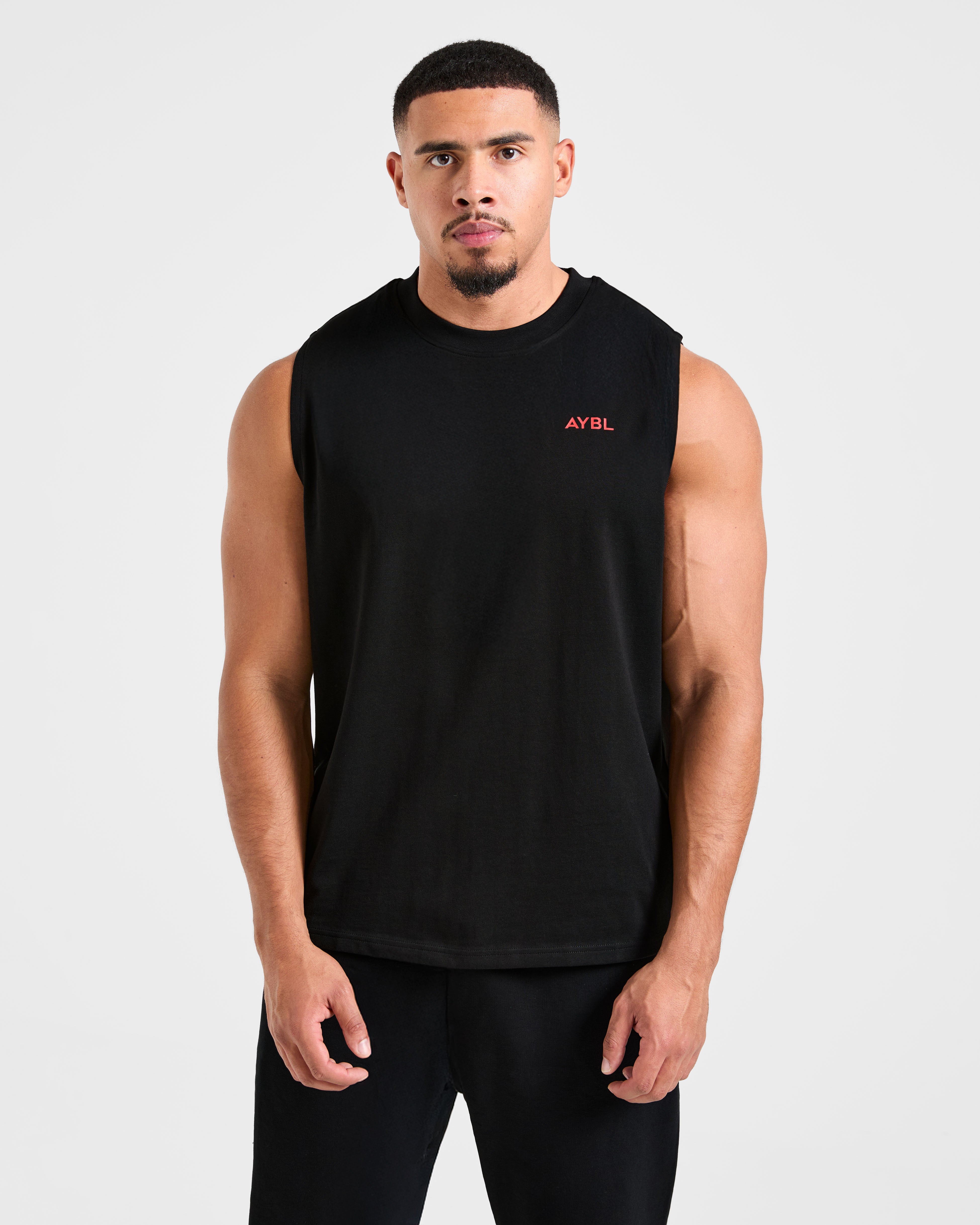 Essential Oversized Graphic Tank - Negro/Rojo