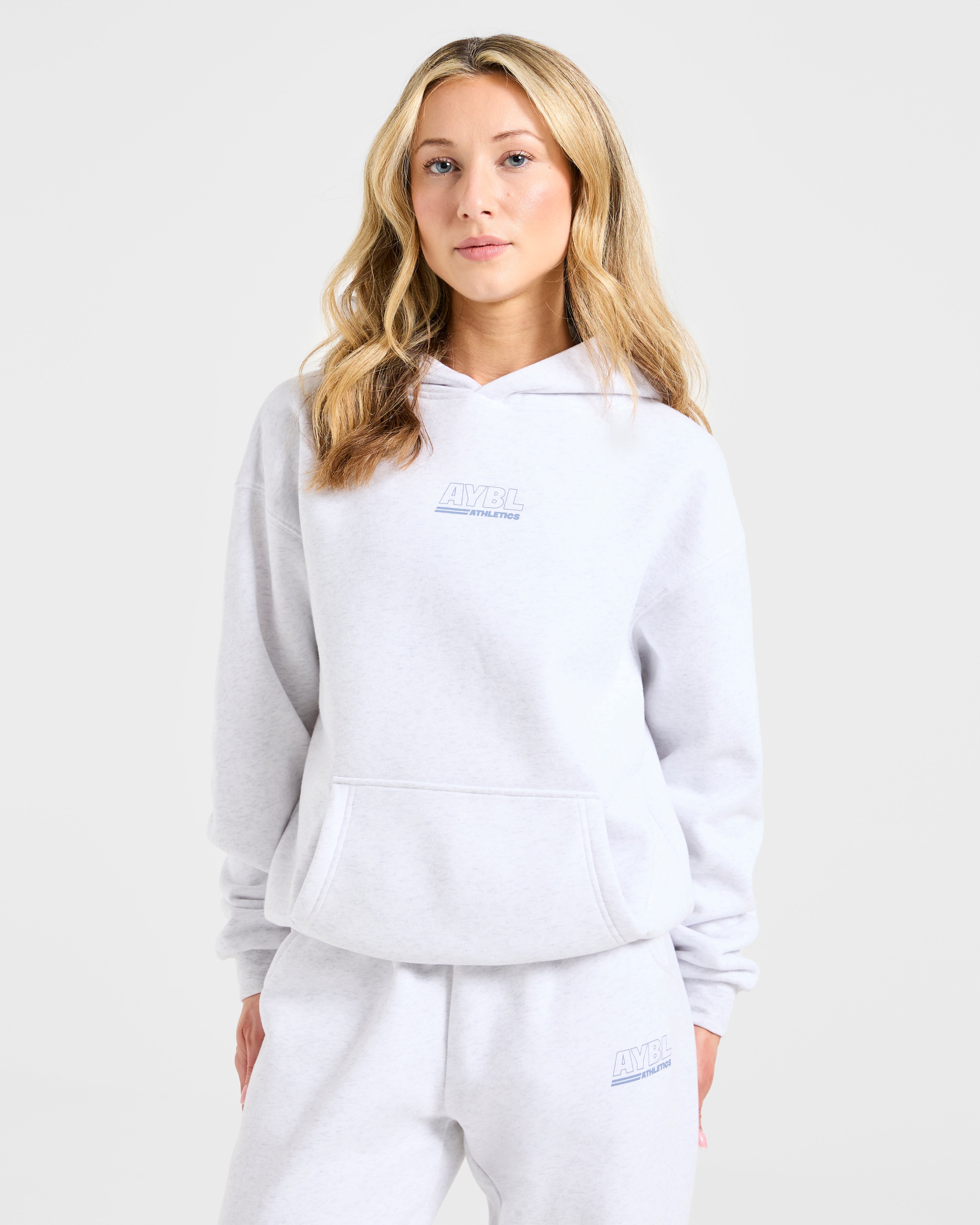 Sudadera Oversized para Atletismo - Gris Helecho/Azul Pizarra