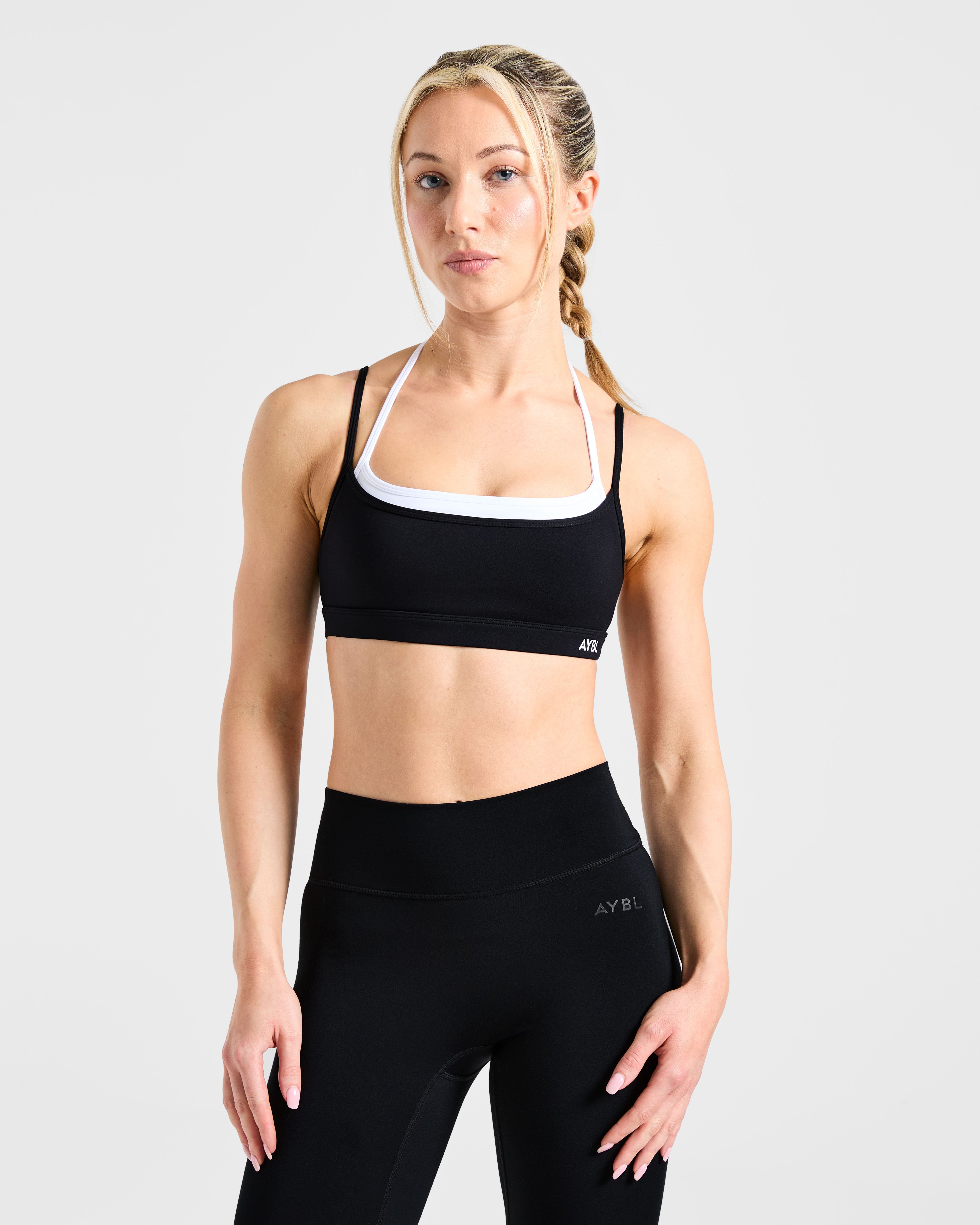Sports Bra Doble Capa Esencial - Negro/Blanco