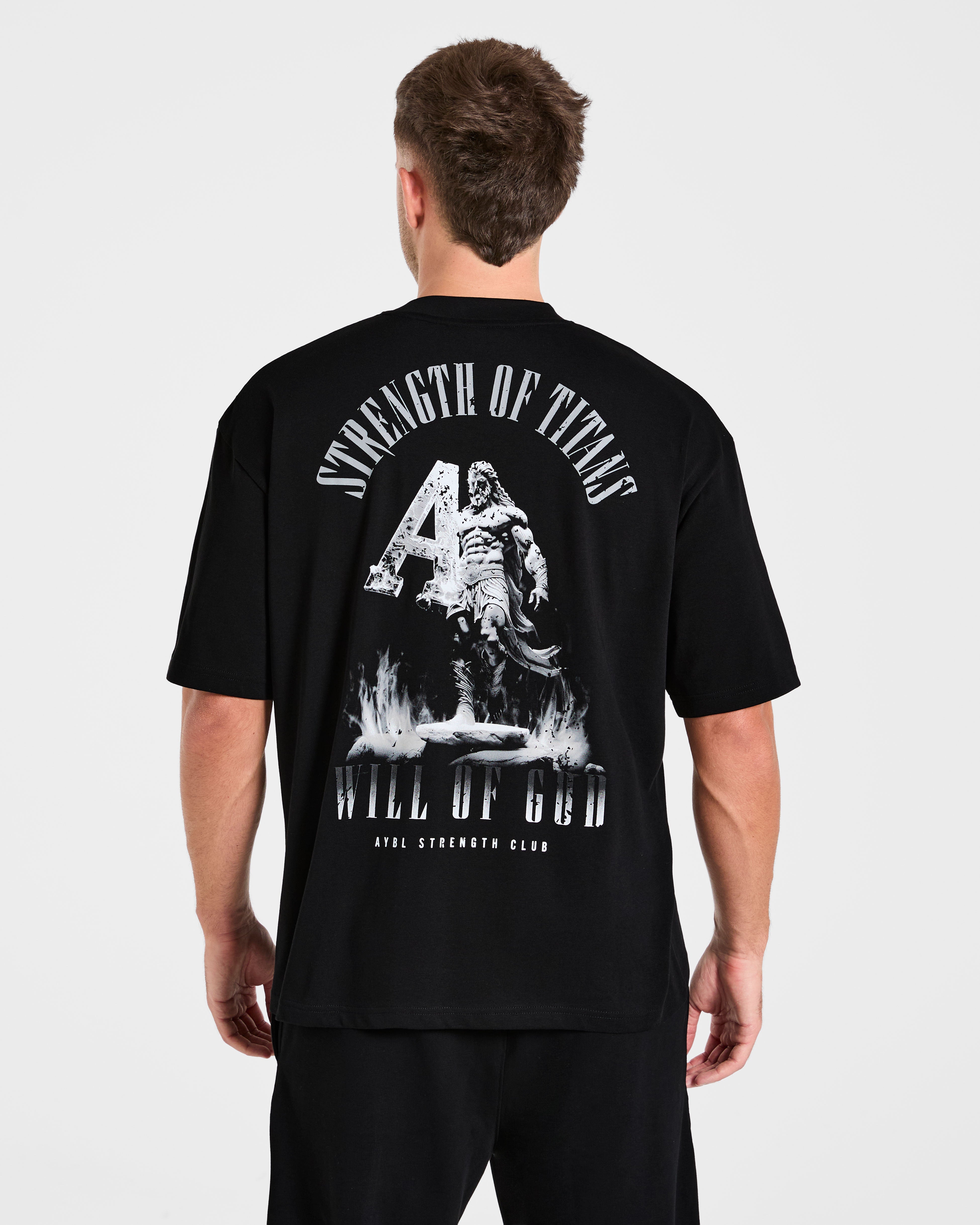 Camiseta Oversized Strength of Titans - Negro