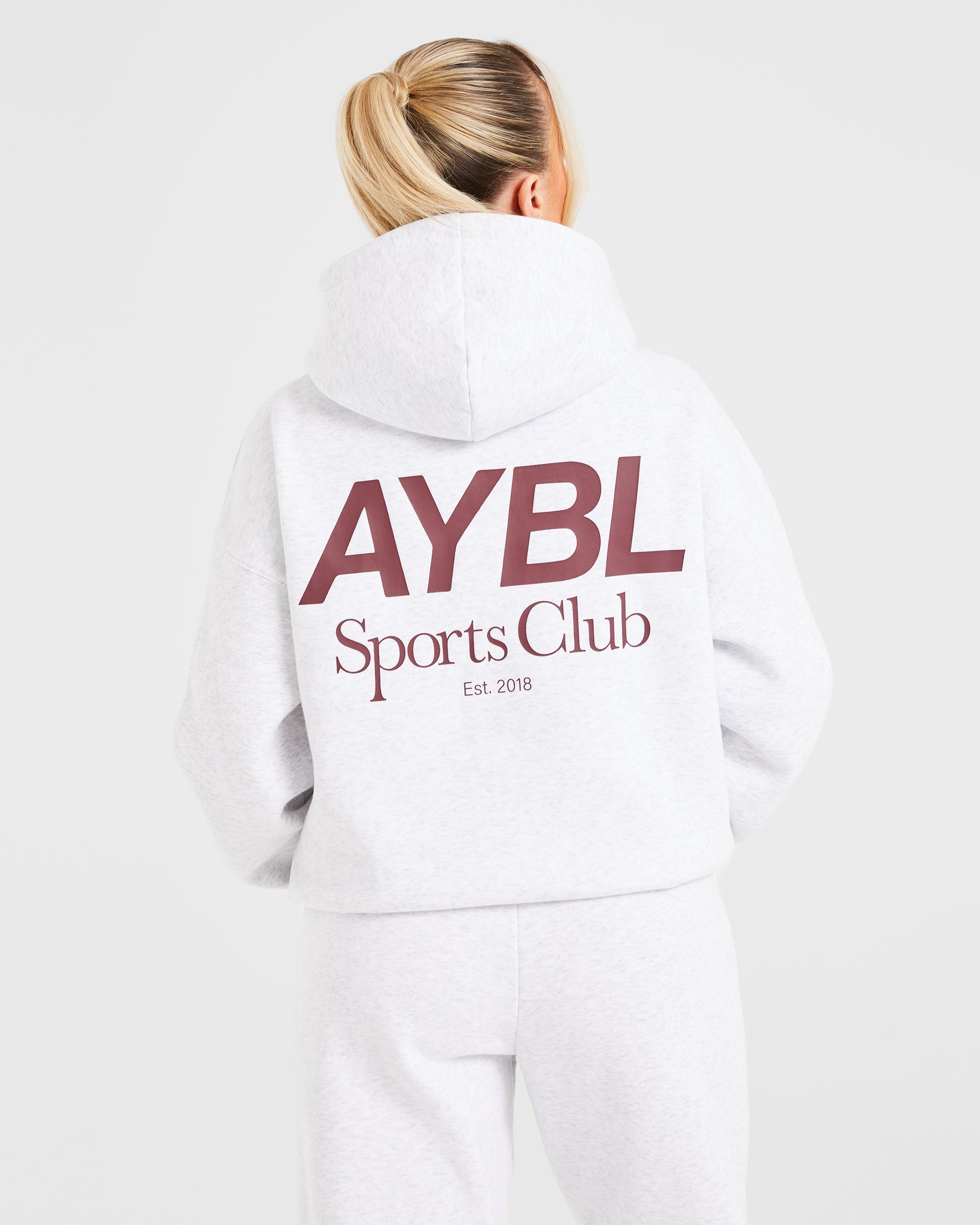 Sudadera Oversized del Club Deportivo AYBL - Gris Marl/Borgoña