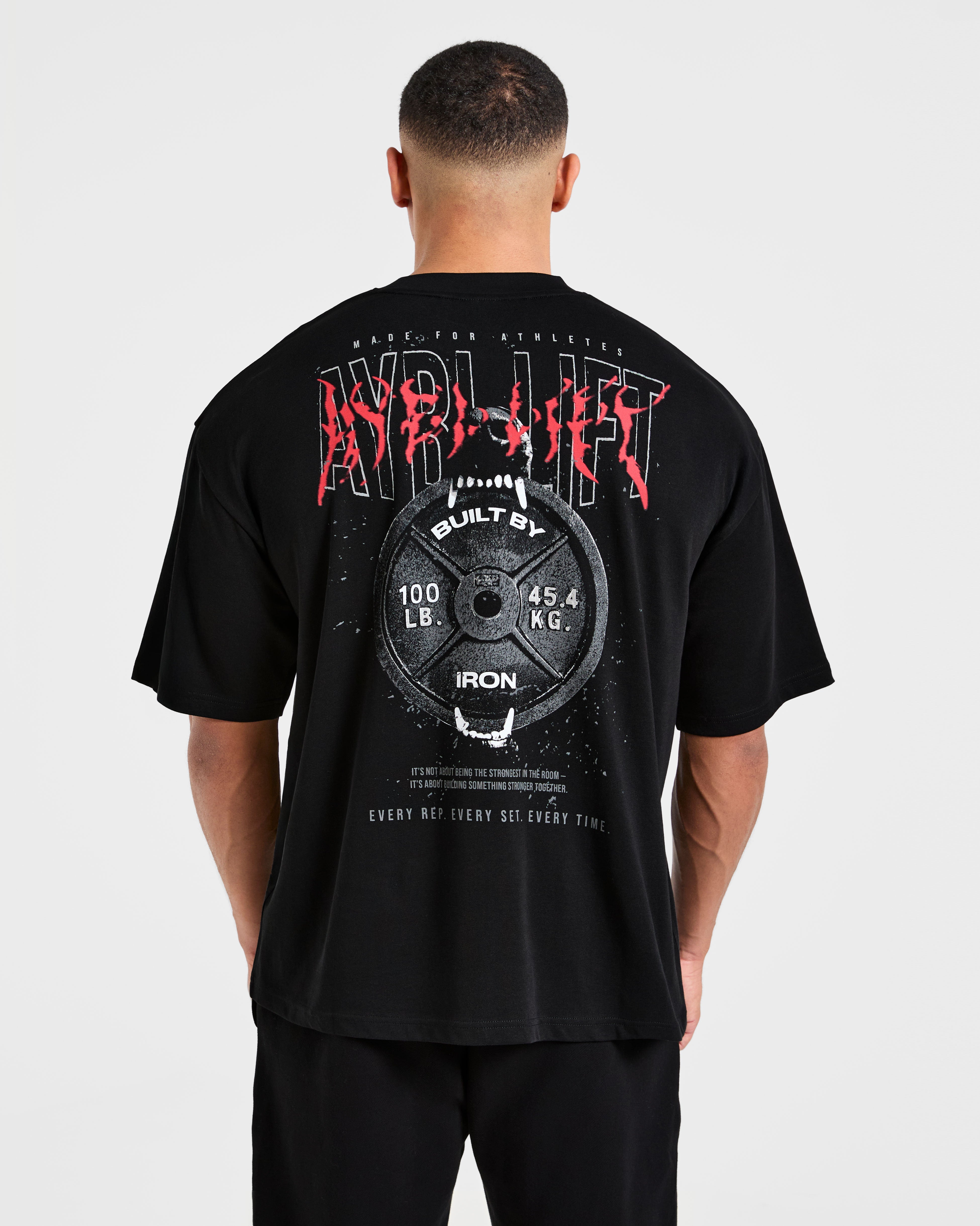 Camiseta Oversized de Fuerza Doberman - Negro/Rojo