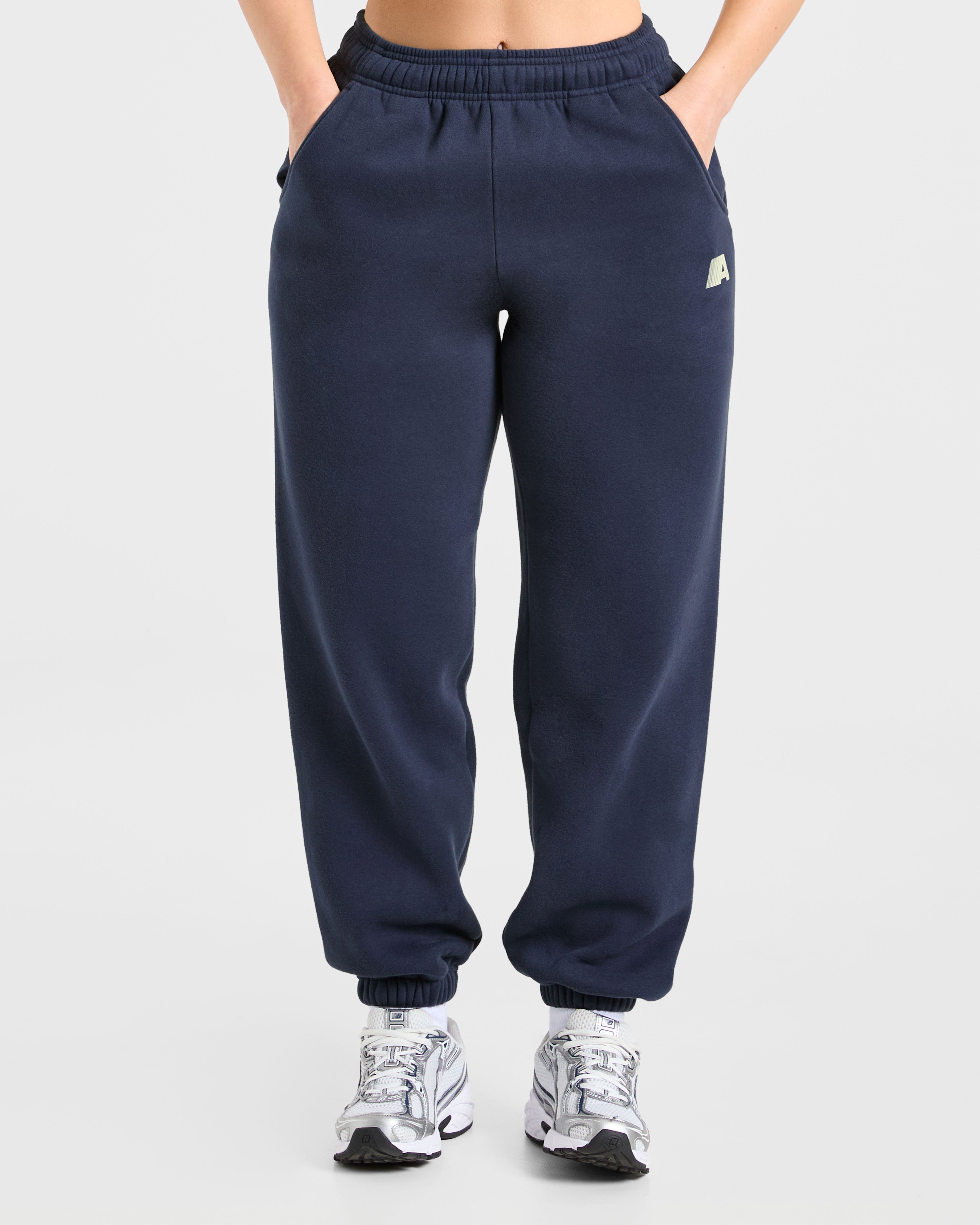 Pantalones Jogger Oversized Retro Athletics - Azul Marino/Amarillo
