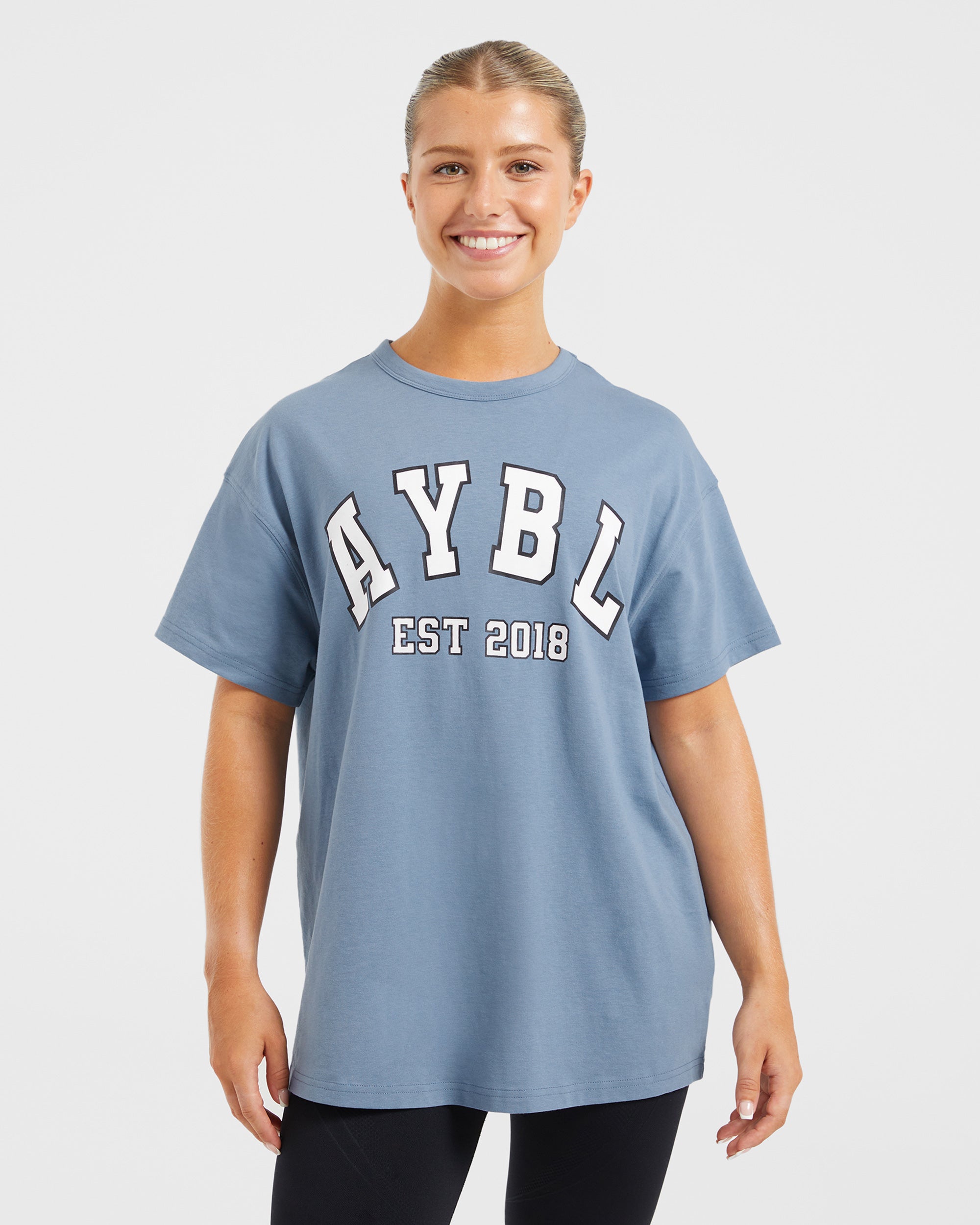 Camiseta Oversized de Varsity - Azul