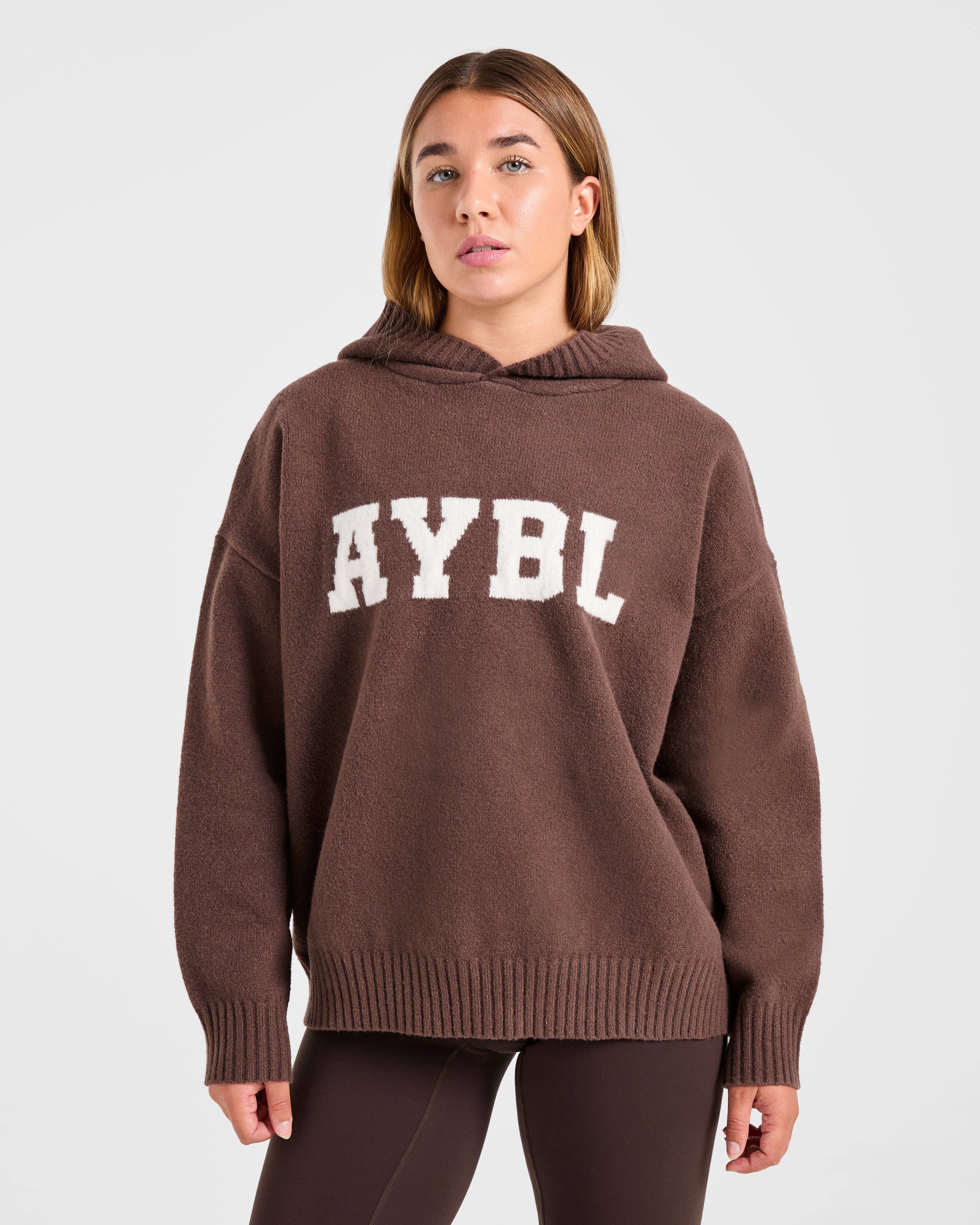 Sudadera Oversized de Punto Varsity - Marrón
