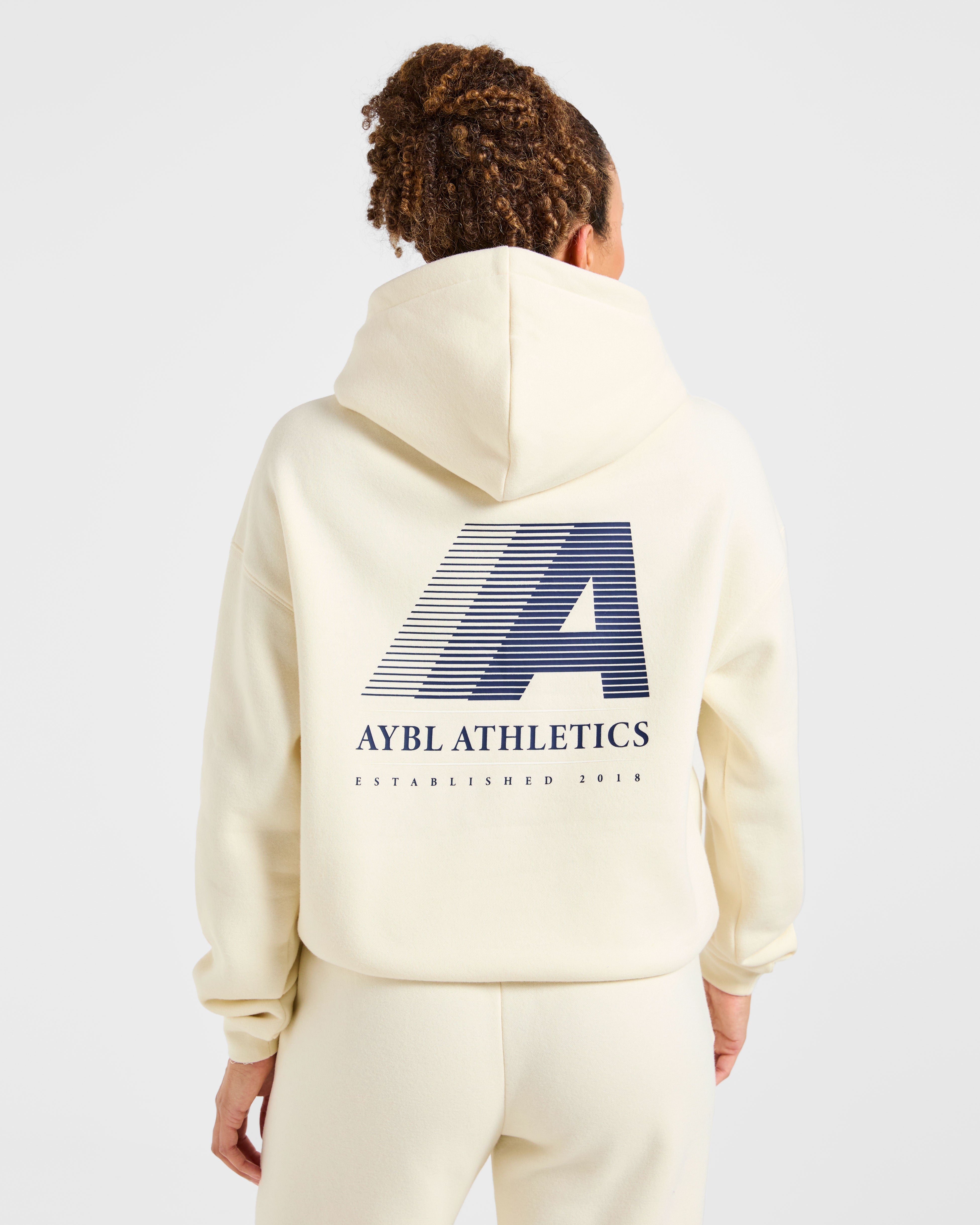 Sudadera Oversized Retro Athletics - Amarillo Mantequilla/Azul Marino