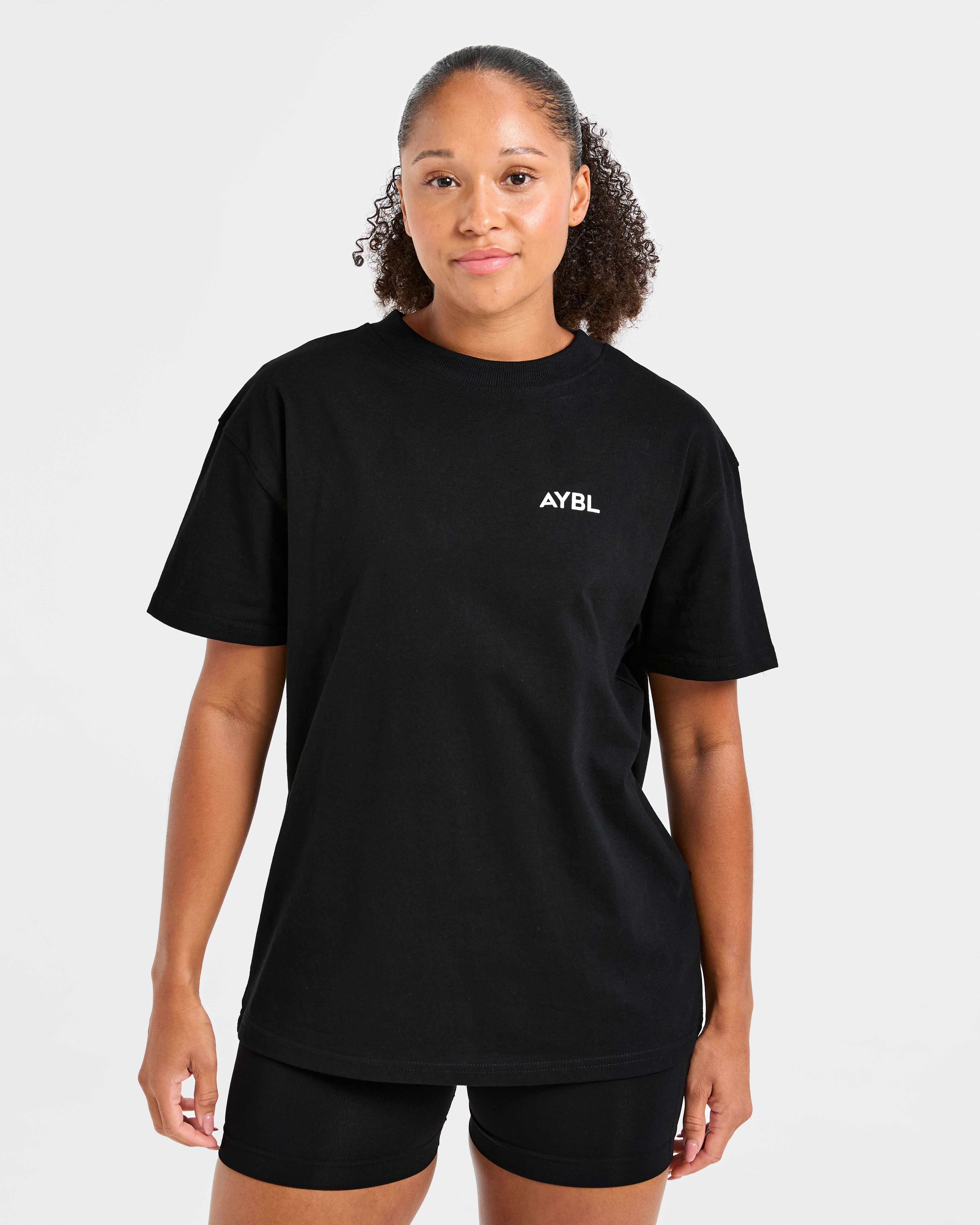 Camiseta Oversized con Estampado Lift - Negro