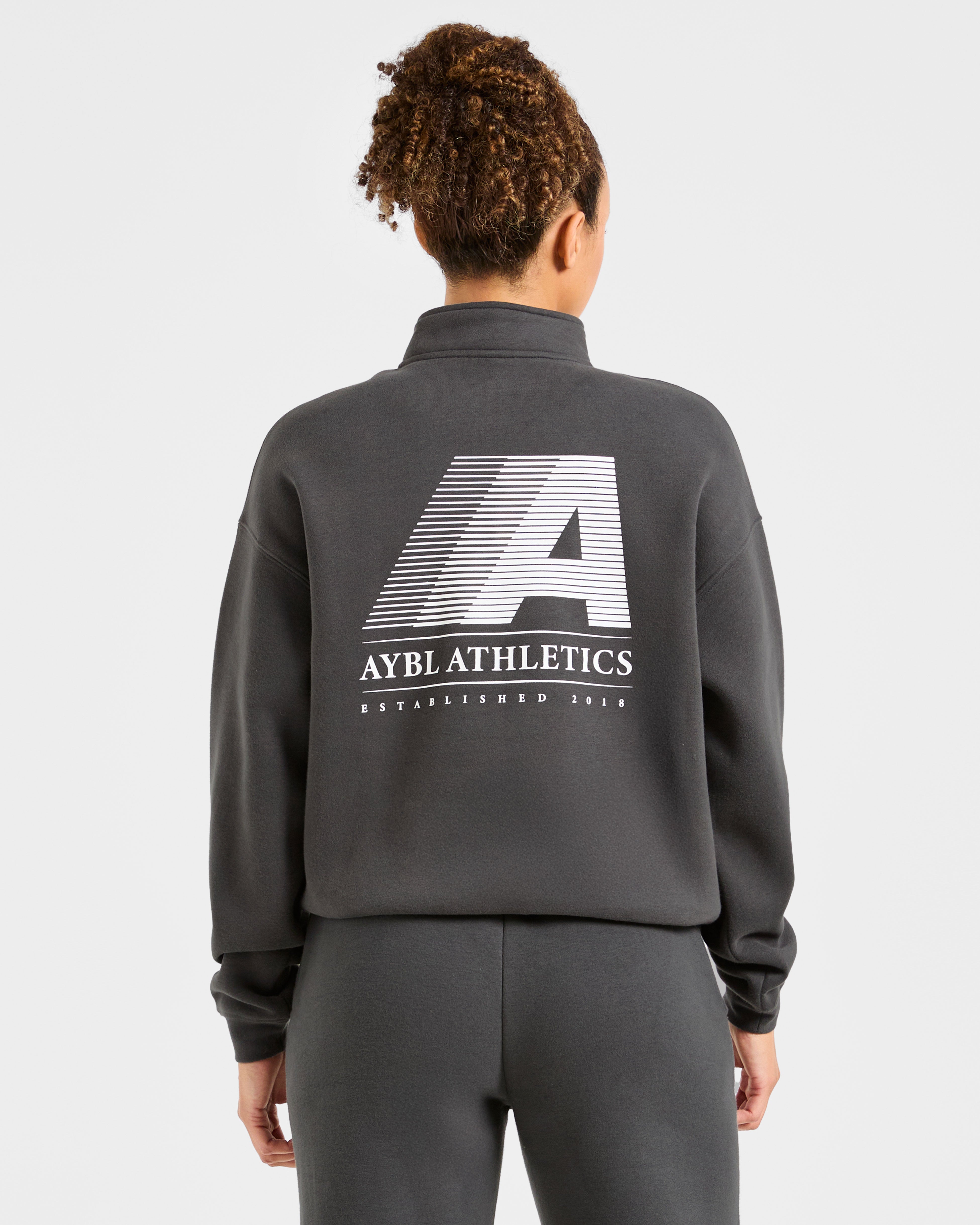 Pulóver Retro Athletics Oversized con Cremallera 1/4 - Gris