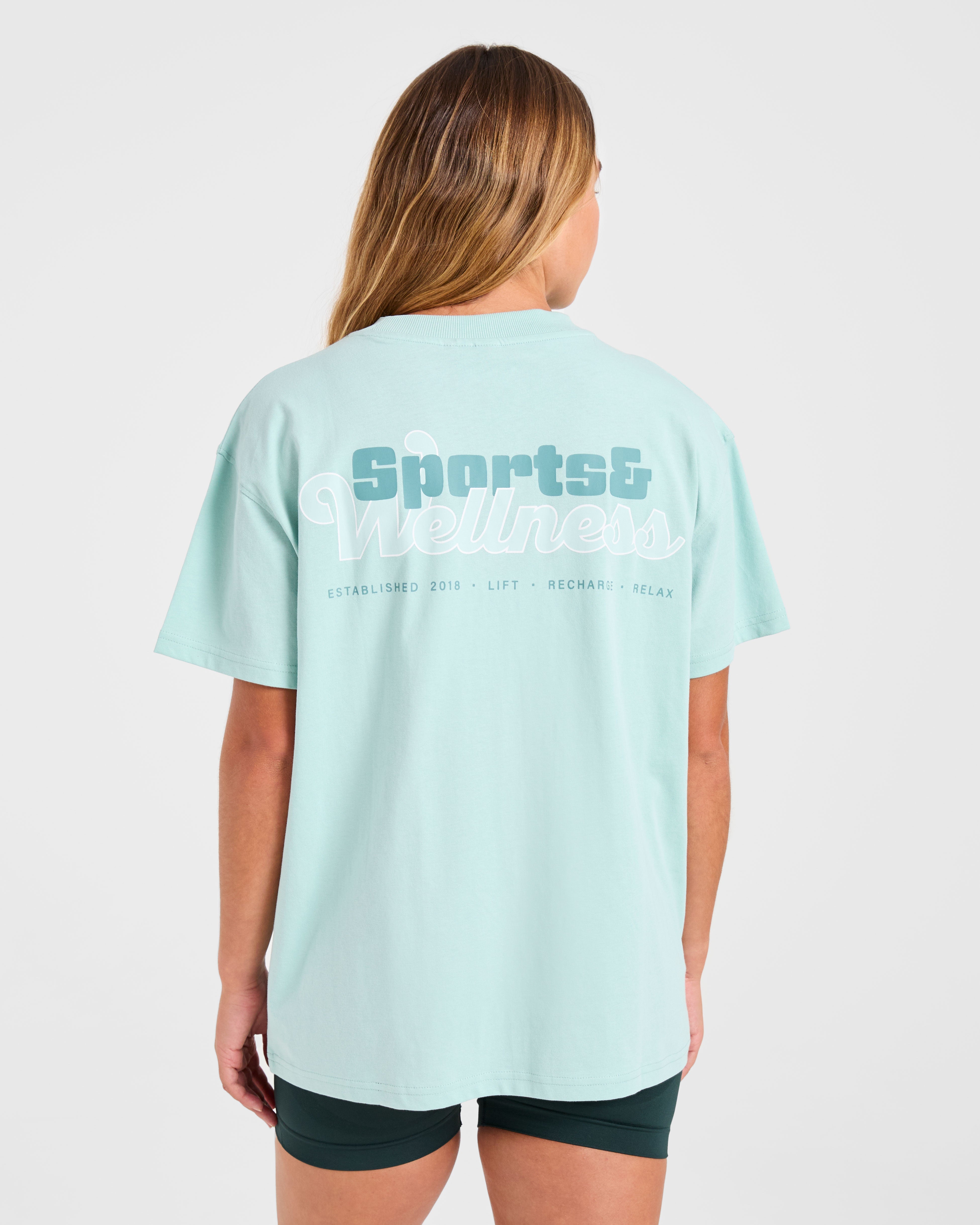 Camiseta Oversized de Bienestar Deportivo - Verde Aqua