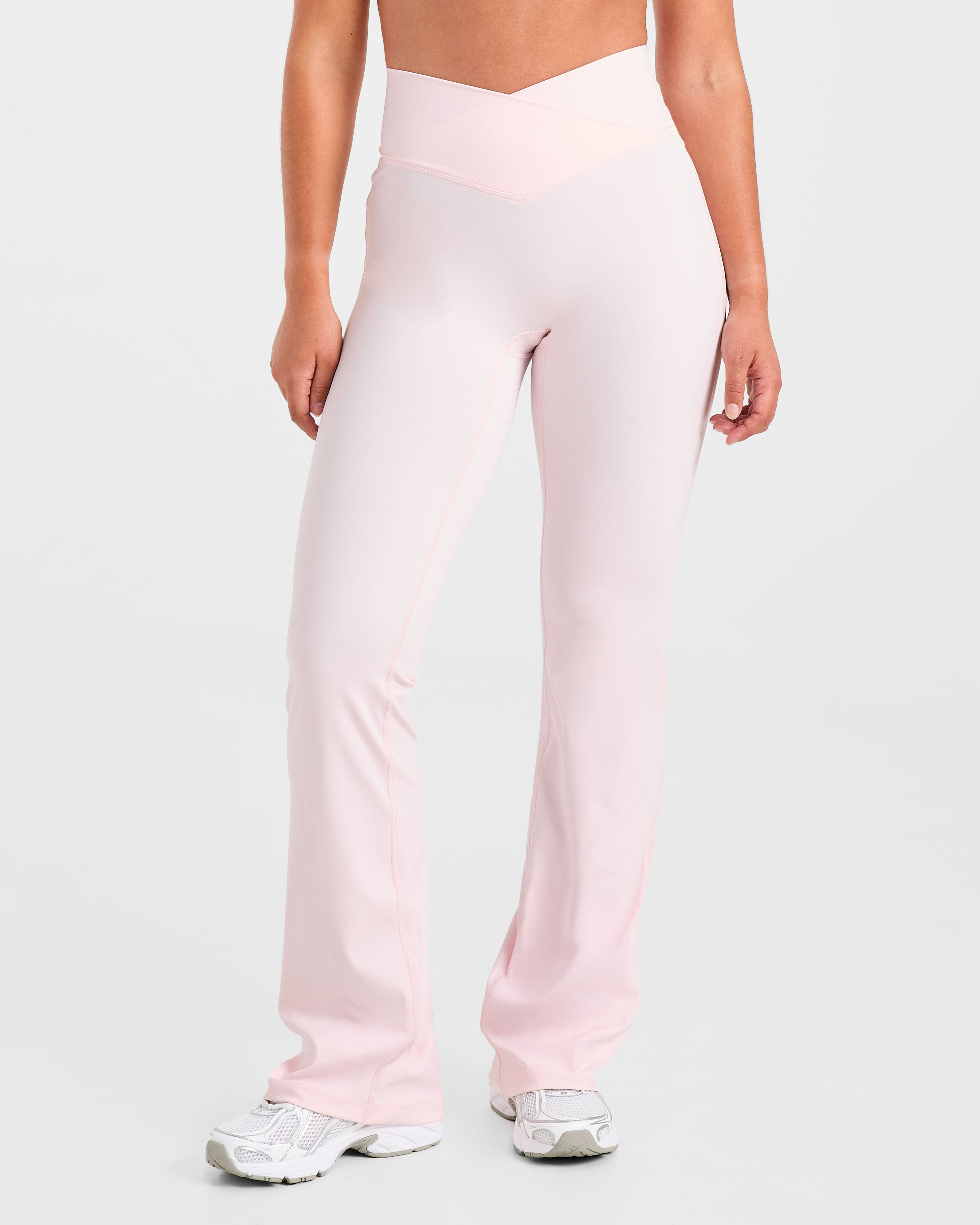 Mallas Ajustadas con Cintura de Envolvente y Piernas Abiertas - Rosa Helado