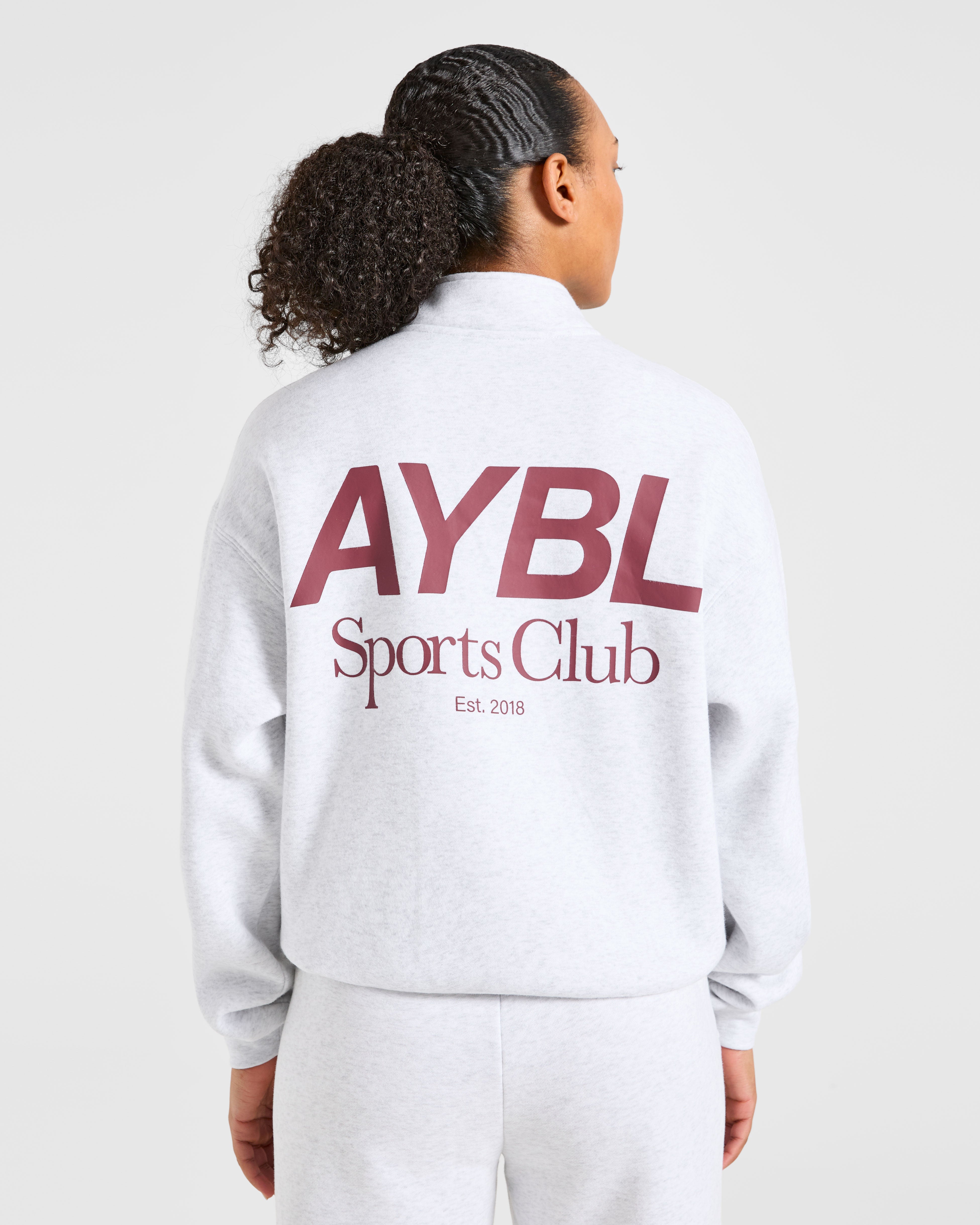 Chándal Oversized de 1/4 Cierre del Club Deportivo - Gris Marfil/Borgoña