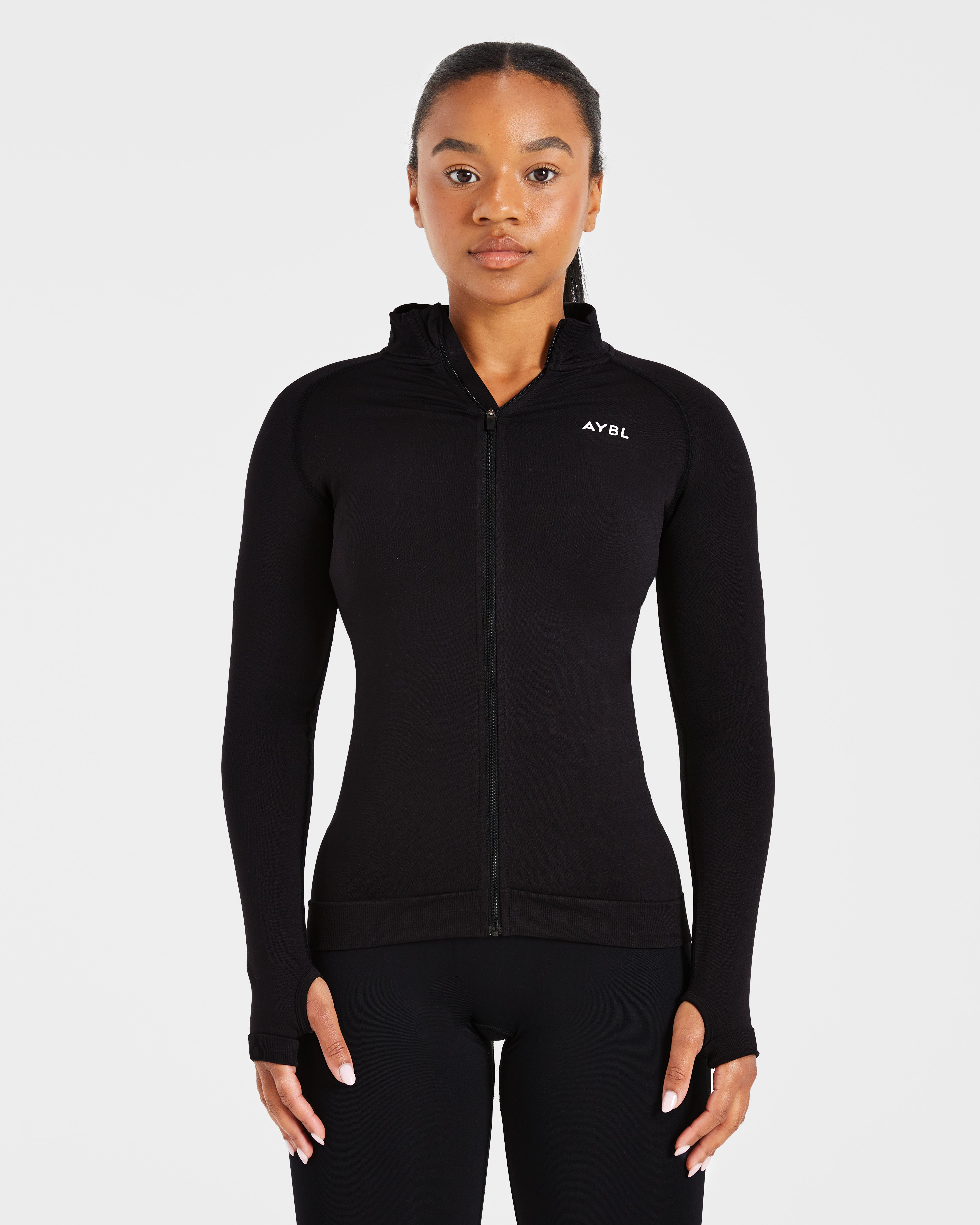 Essential Seamless Zip Jacket - Negro