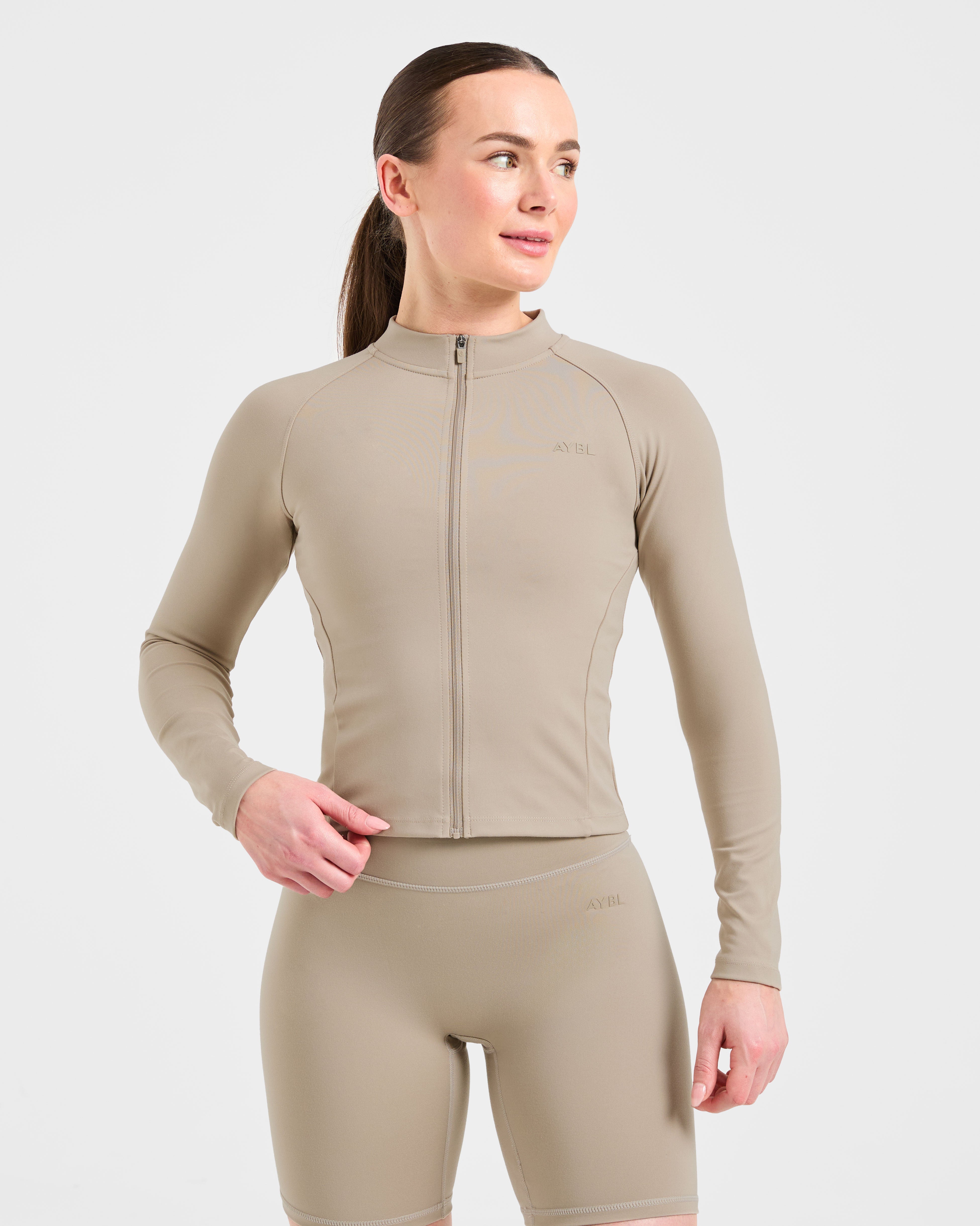 Chaqueta de Cierre con Cremallera - Taupe Apagado