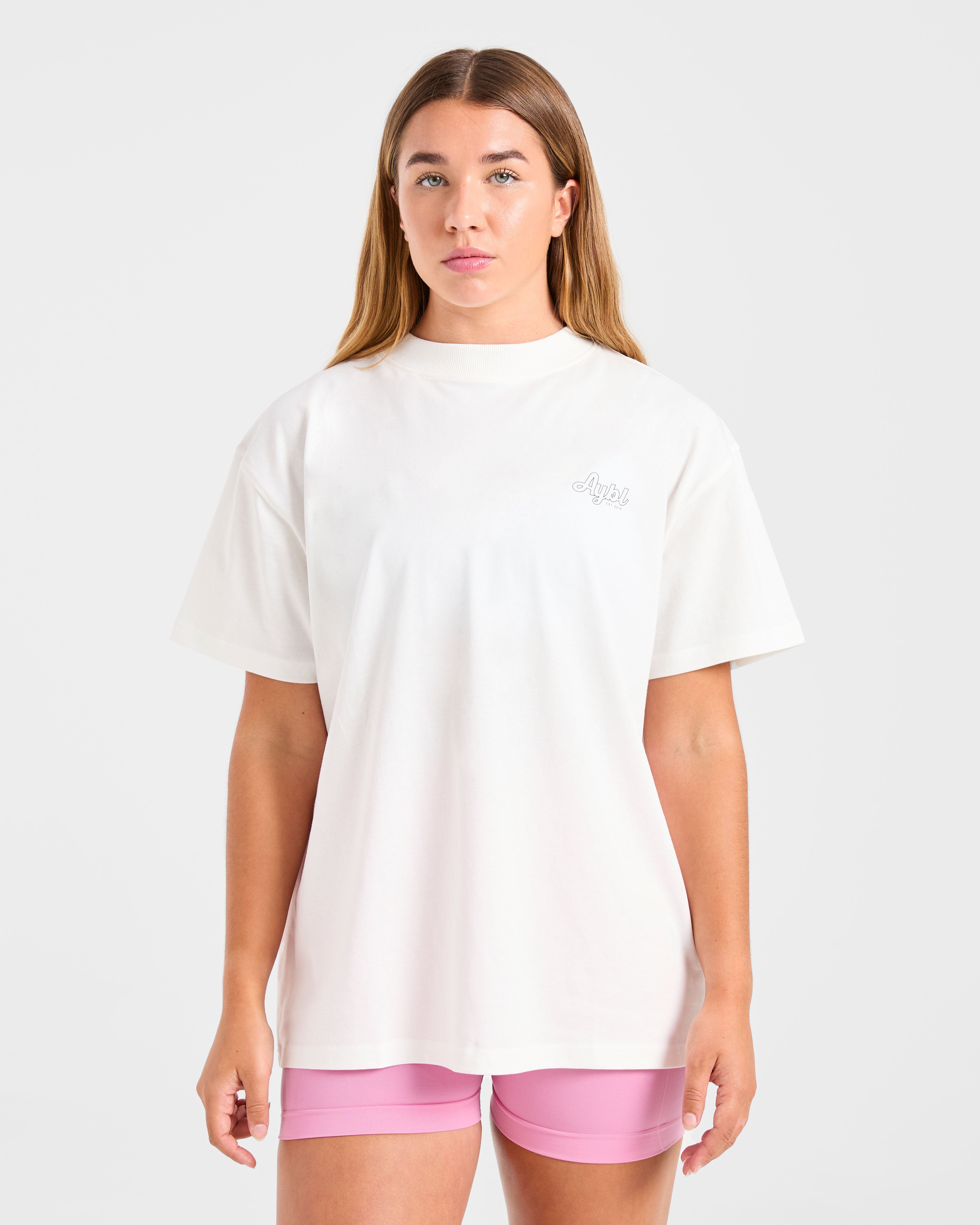 Camiseta Oversized de Bienestar Deportivo - Blanco Oficio