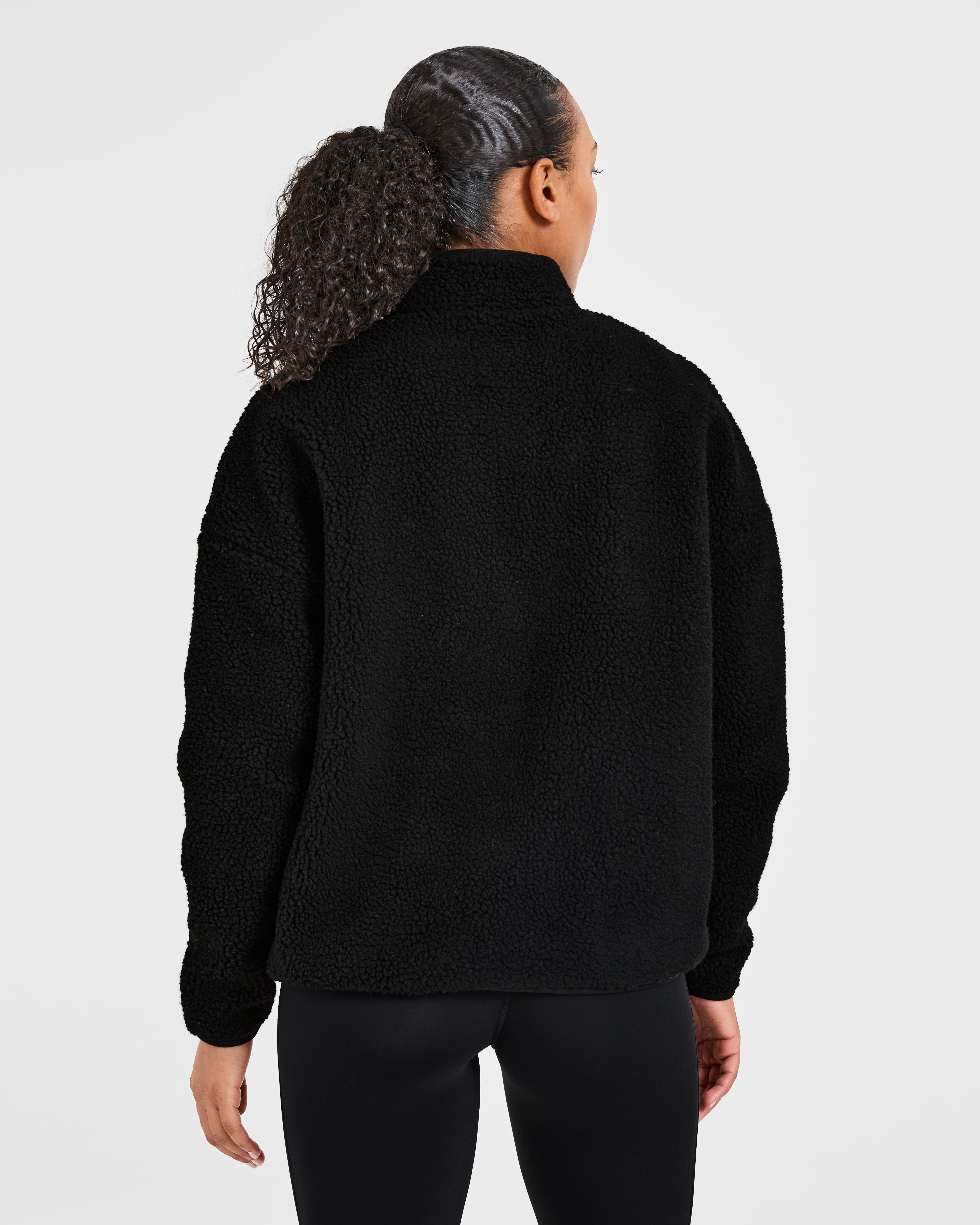 Chaqueta de Fleece con Cremallera Amplia - Negro