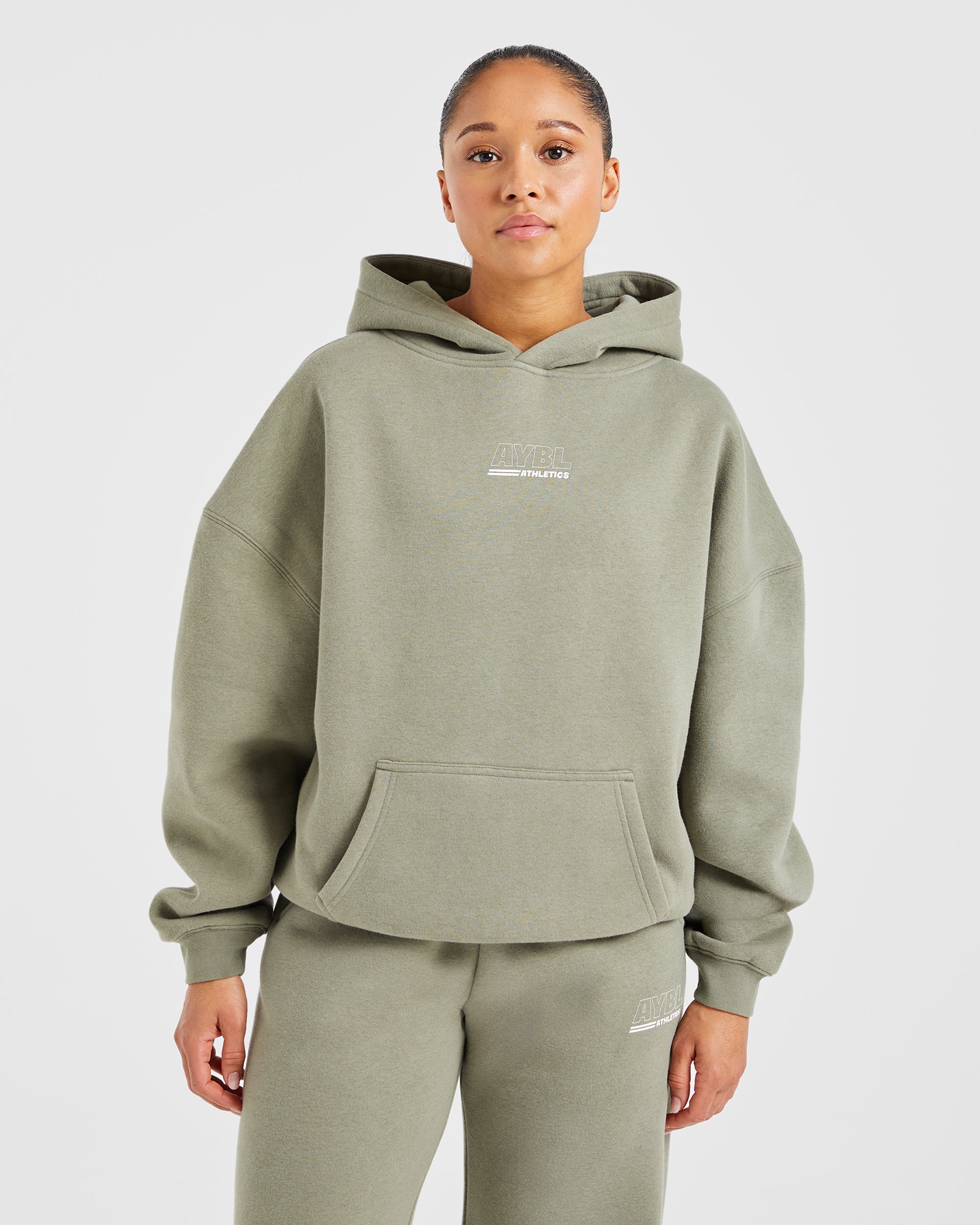 Sudadera Oversized de Pista Deportiva - Olivo Apagado
