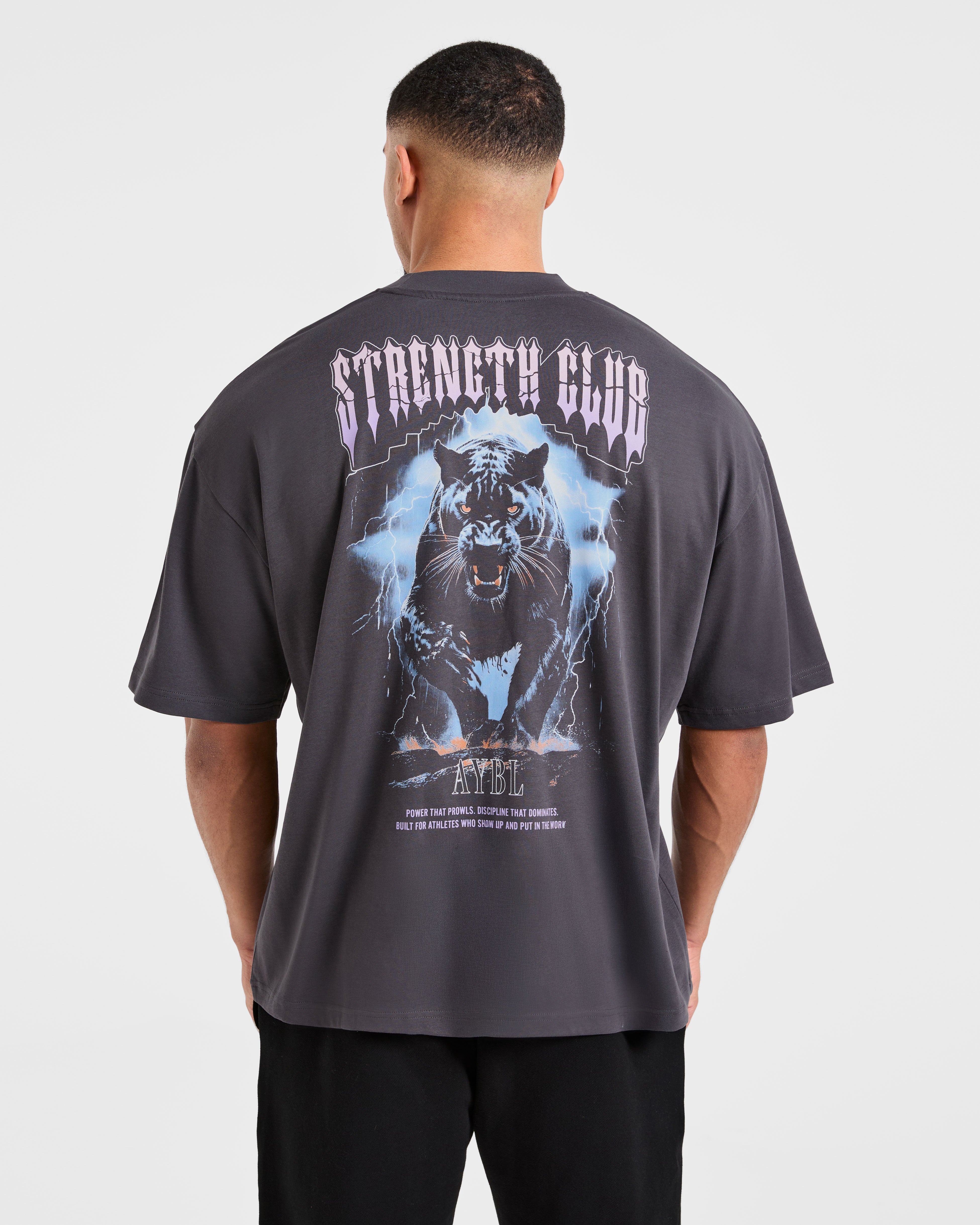 Camiseta Oversized Hunt Your Goals - Carbón Oscuro