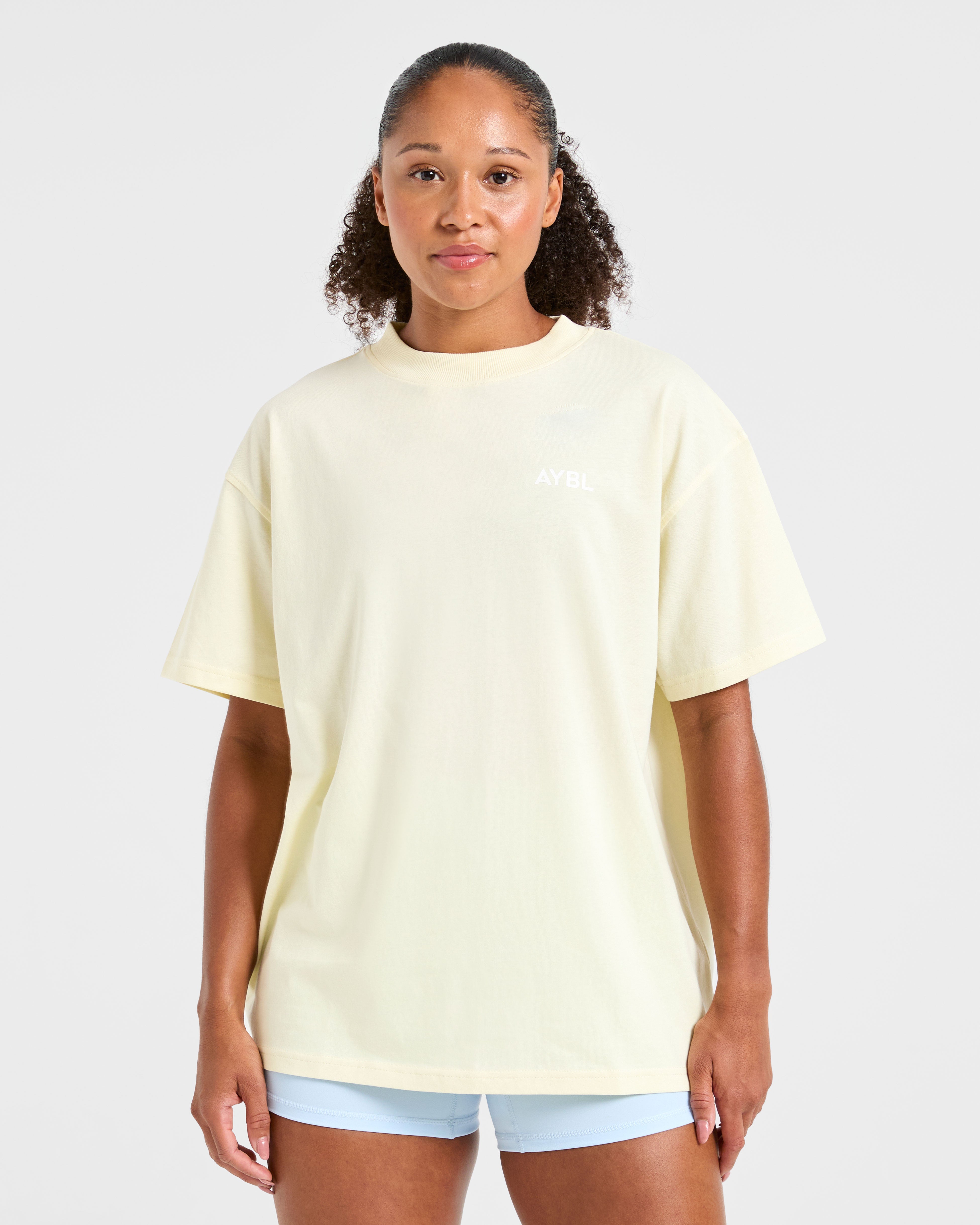 Camiseta Oversized con Estampado Lift - Amarillo Limón