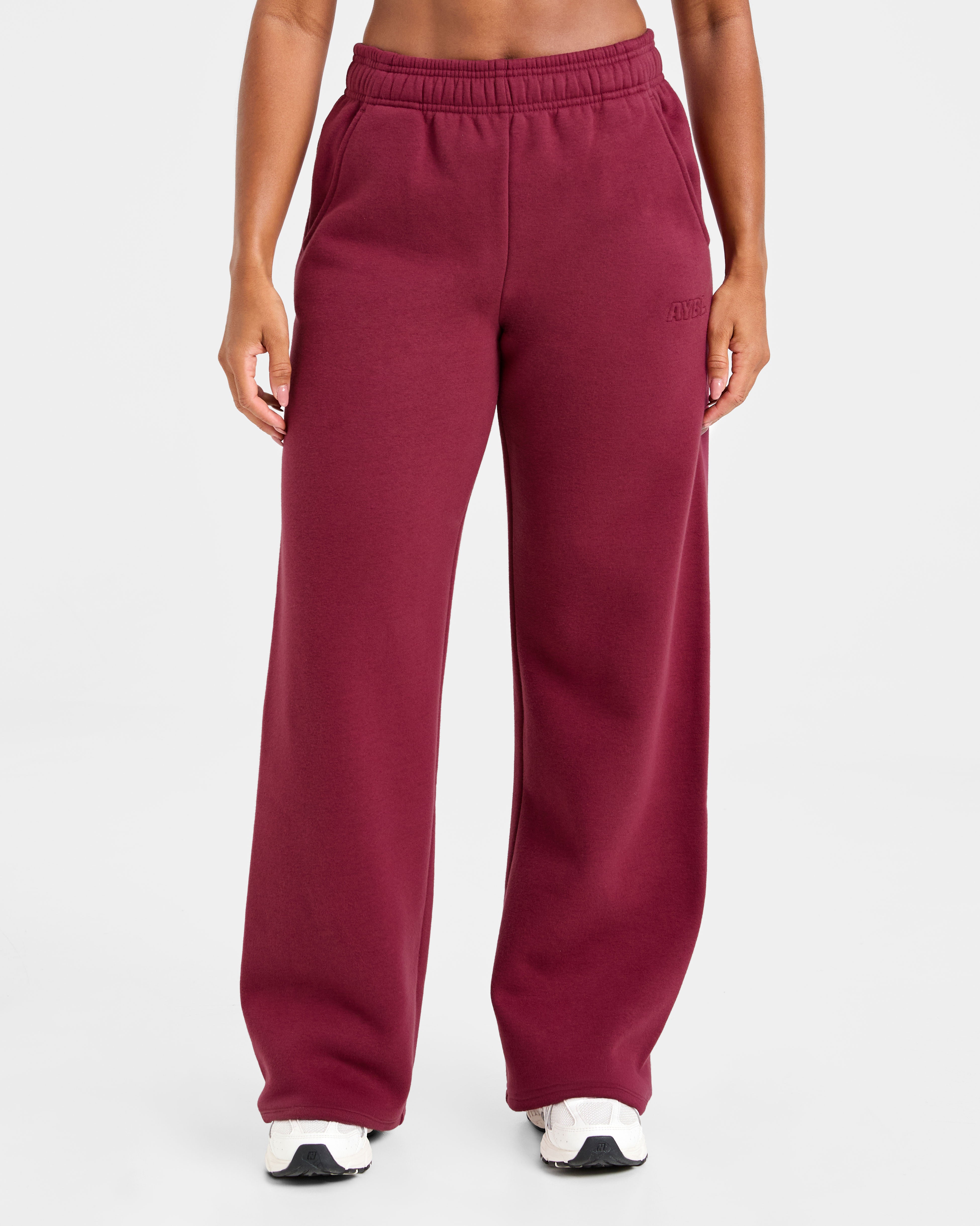 Pantalones Jogger Clásicos de Felpa Amplios de Pierna Recta - Raspberry Apagado