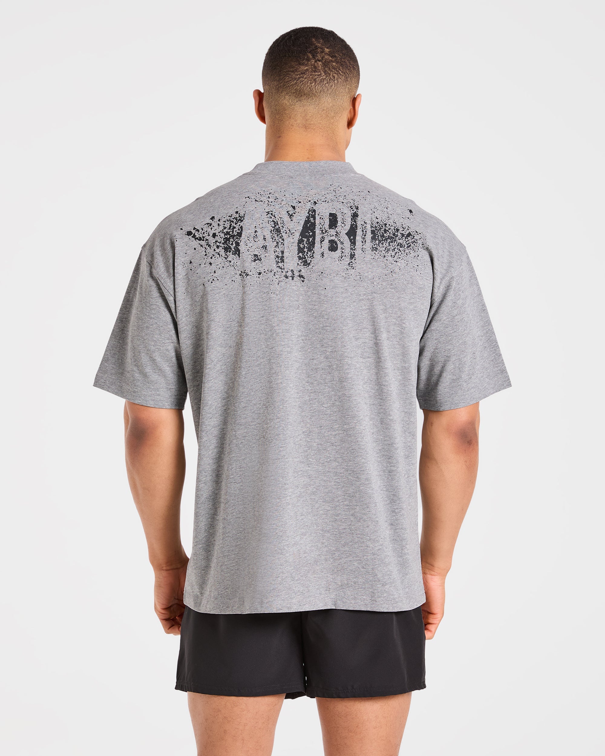 Camiseta Oversized de Tiza para Gimnasio - Gris Claro