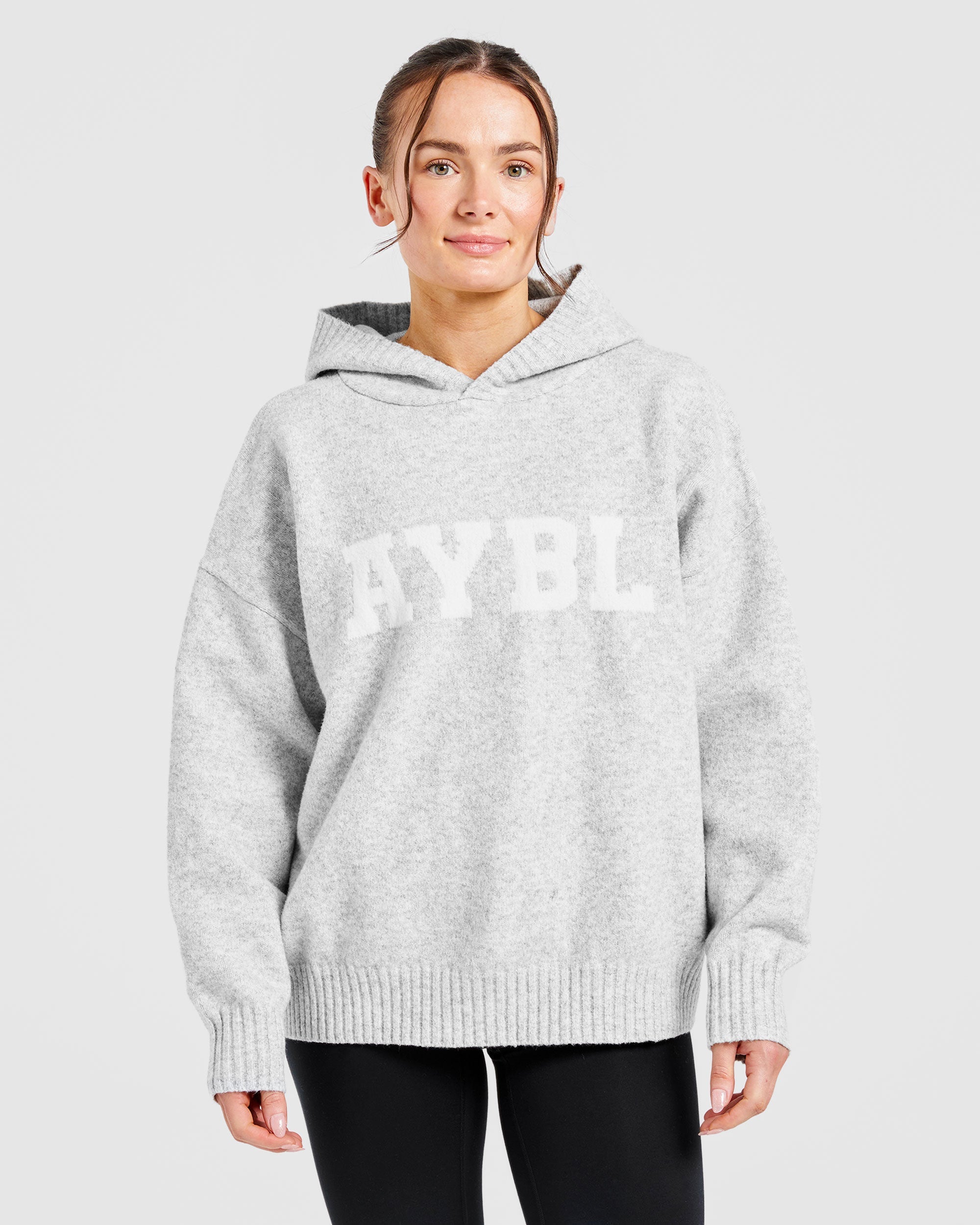 Sudadera Oversized de Punto Varsity - Gris Marfil
