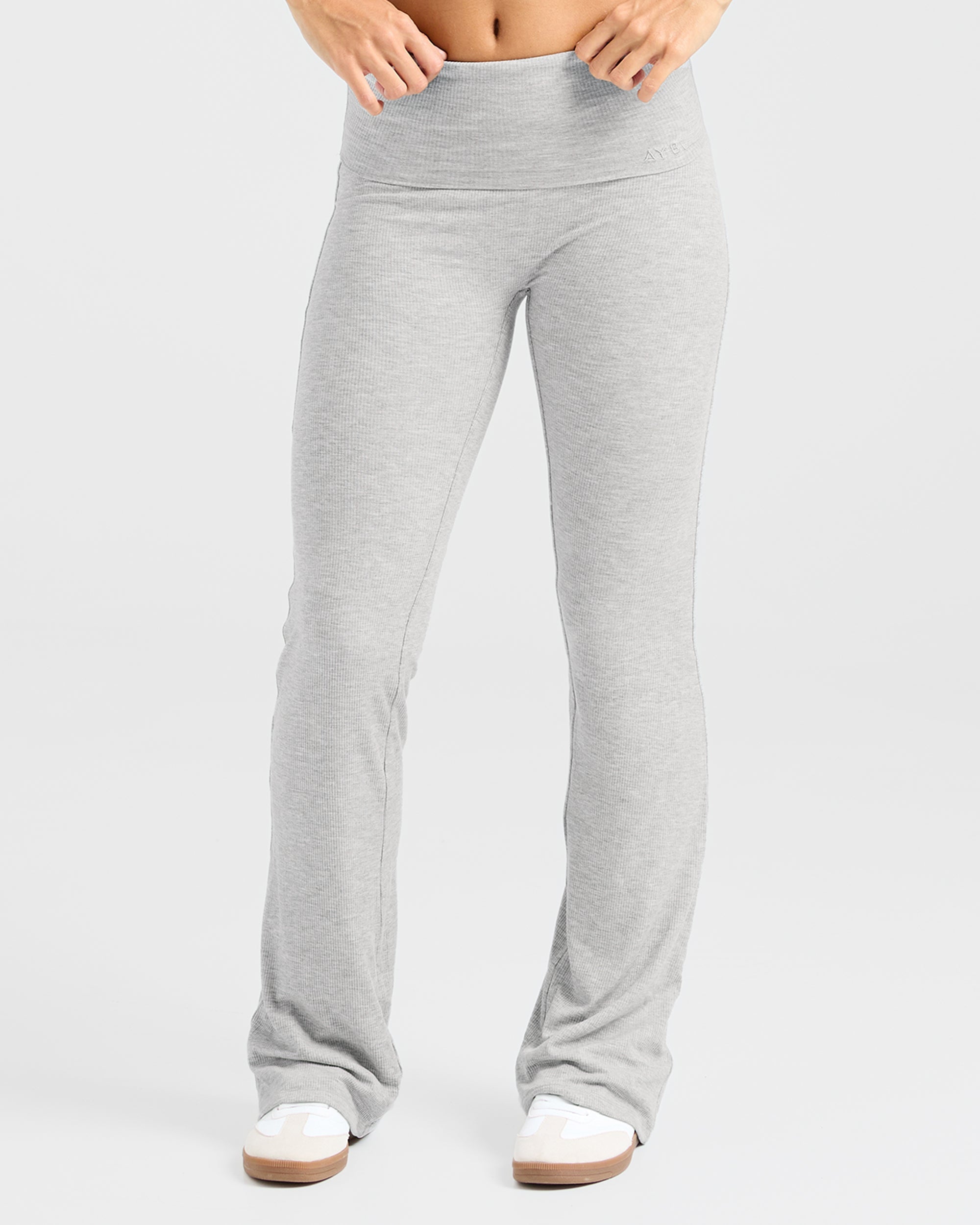Mallas de Pata de Elefante con Dobladillo y Cintura Ajustable - Gris Marfil
