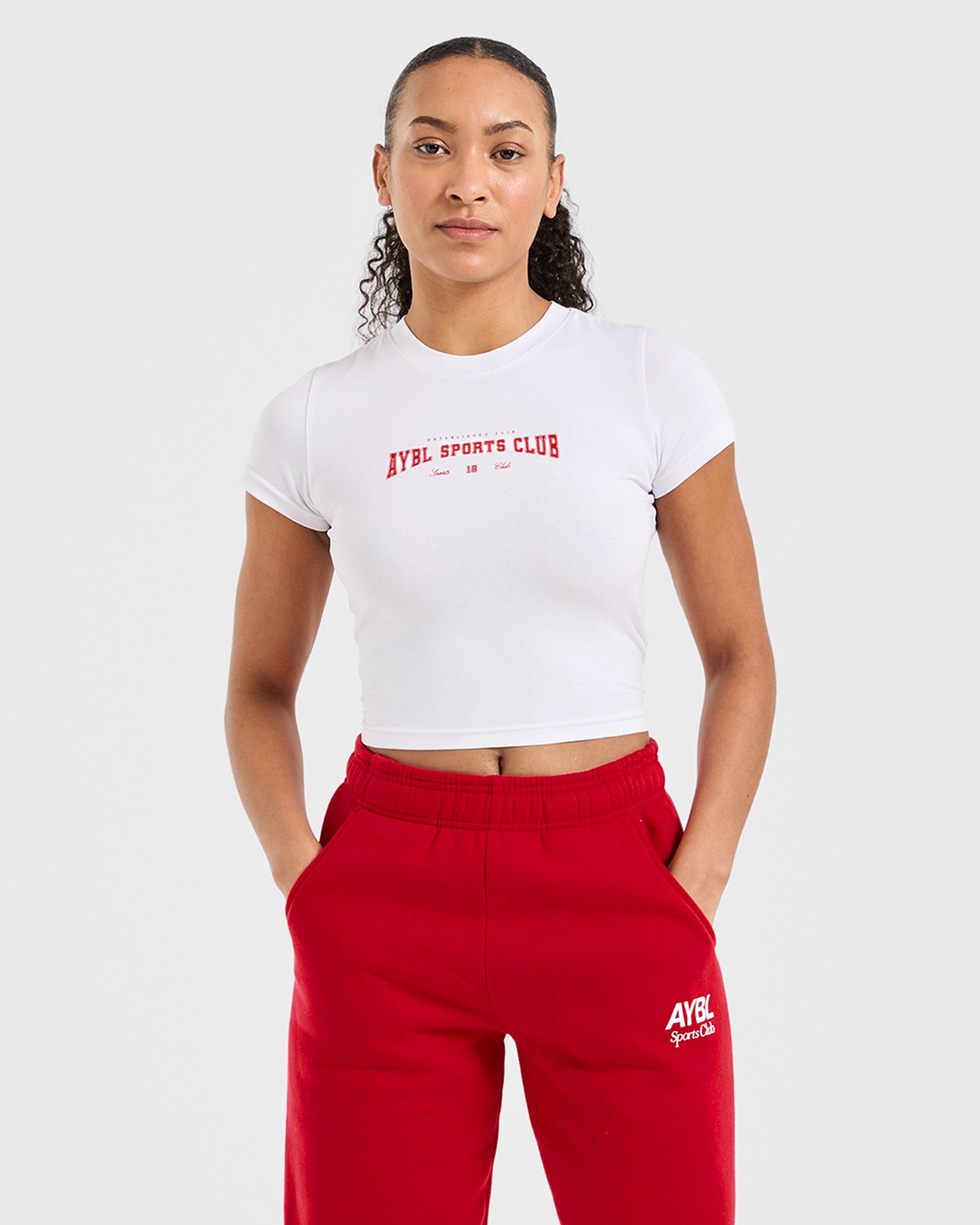 Camiseta Bebé Varsity Club Deportes - Blanco/Rojo