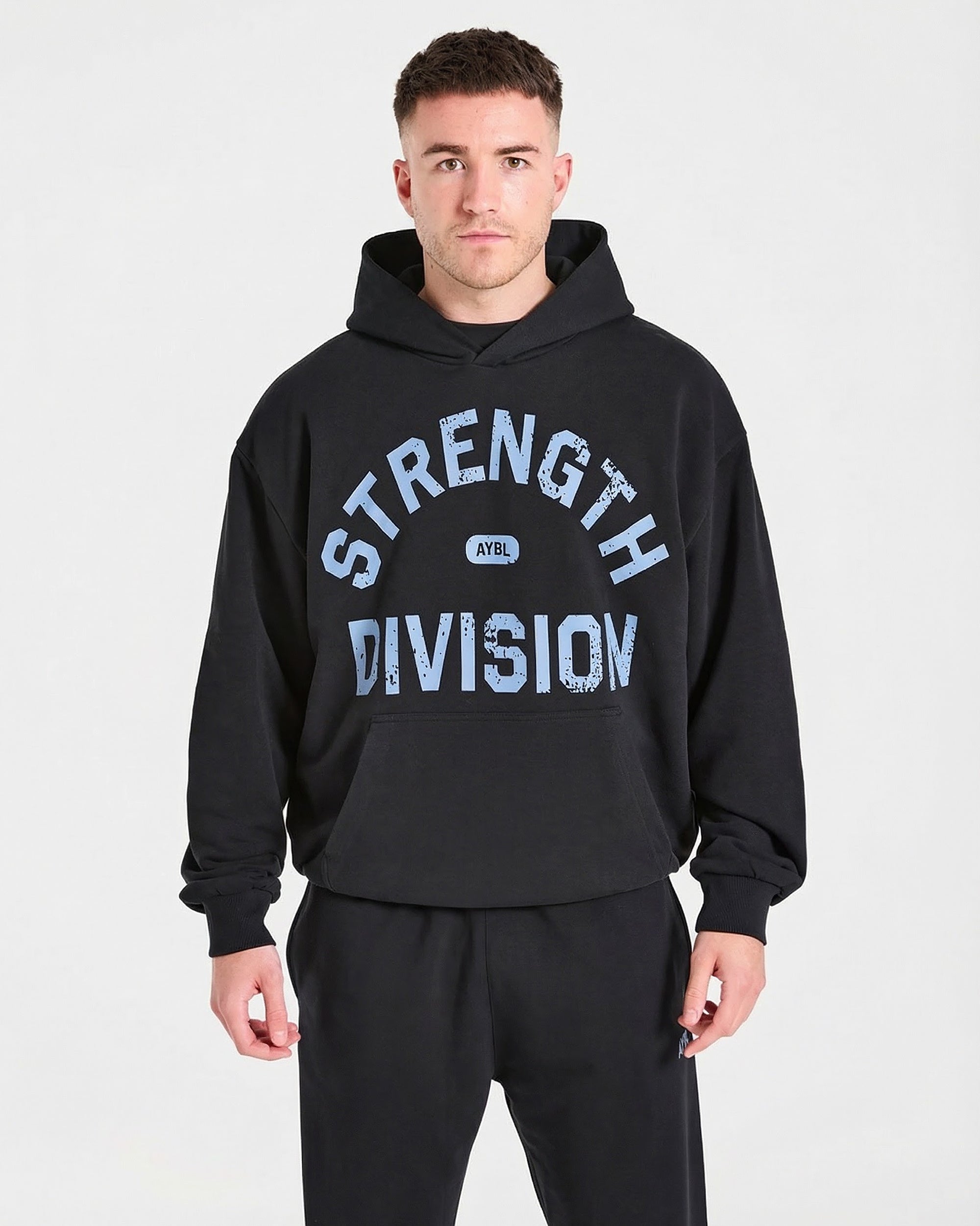 Sudadera Oversized Strength Division - Negro/Azul