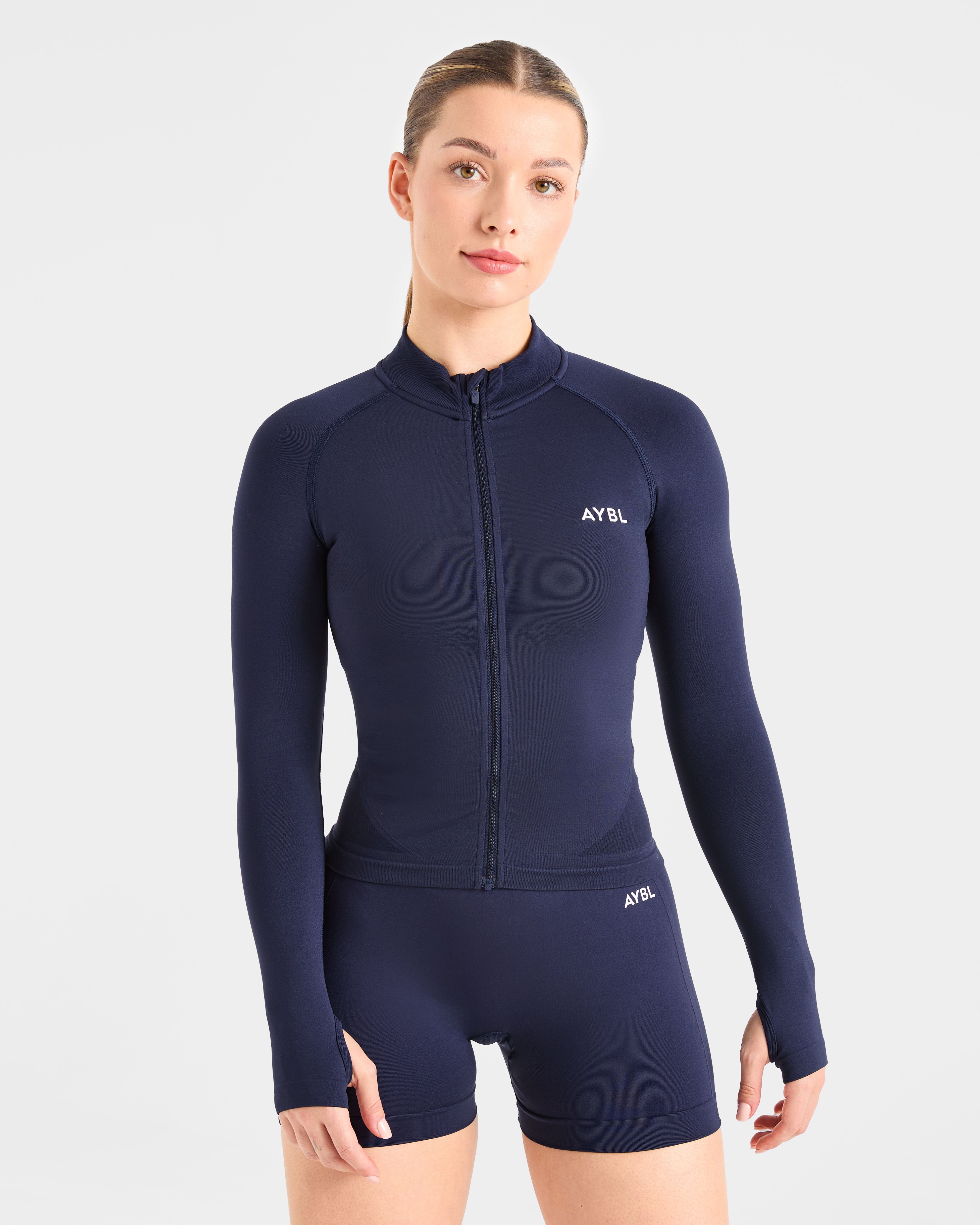 Empower Chaqueta de Cierre Completo Sin Costuras - Azul Marino