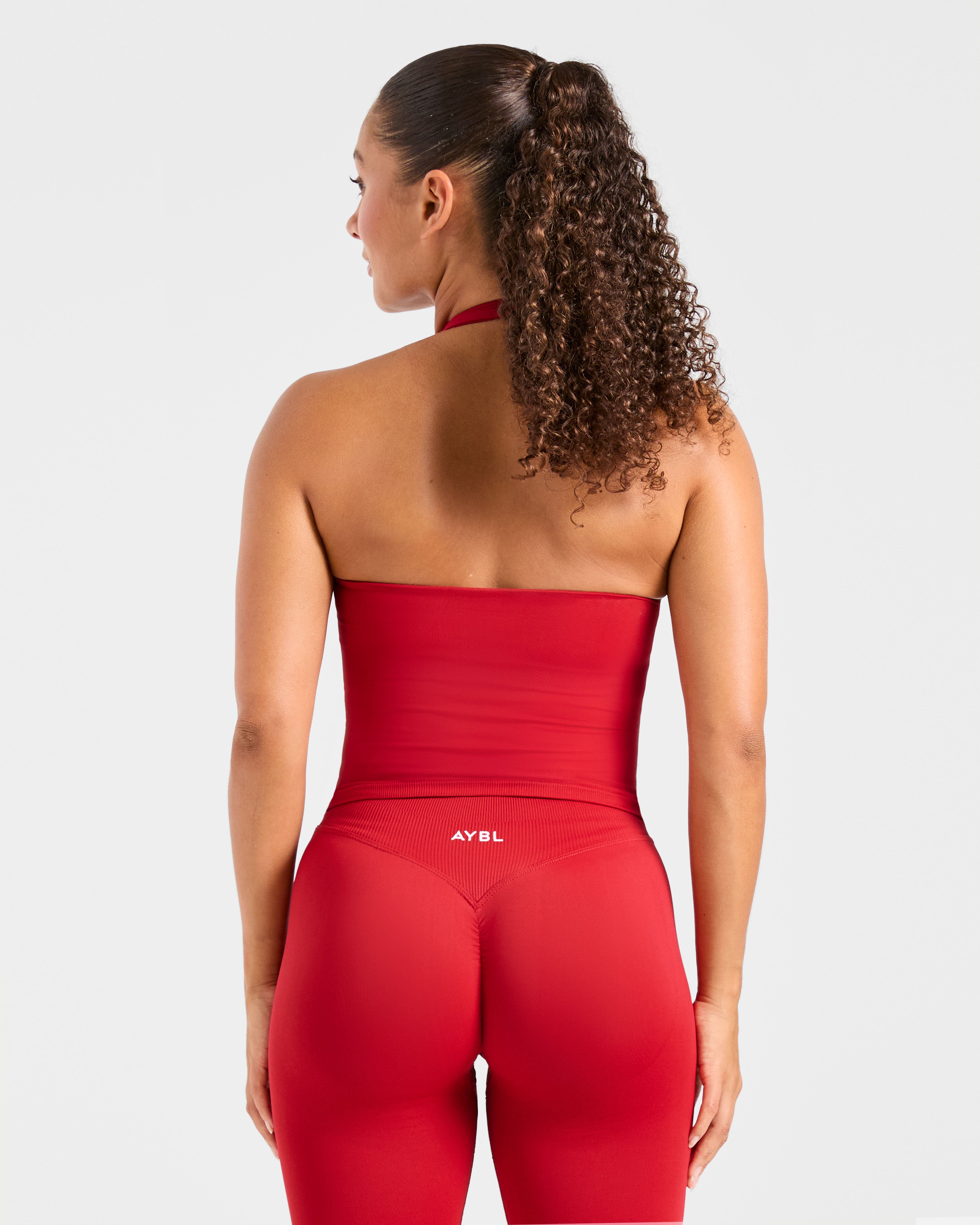 Mejora el top sin costuras de cuello halter - Rojo