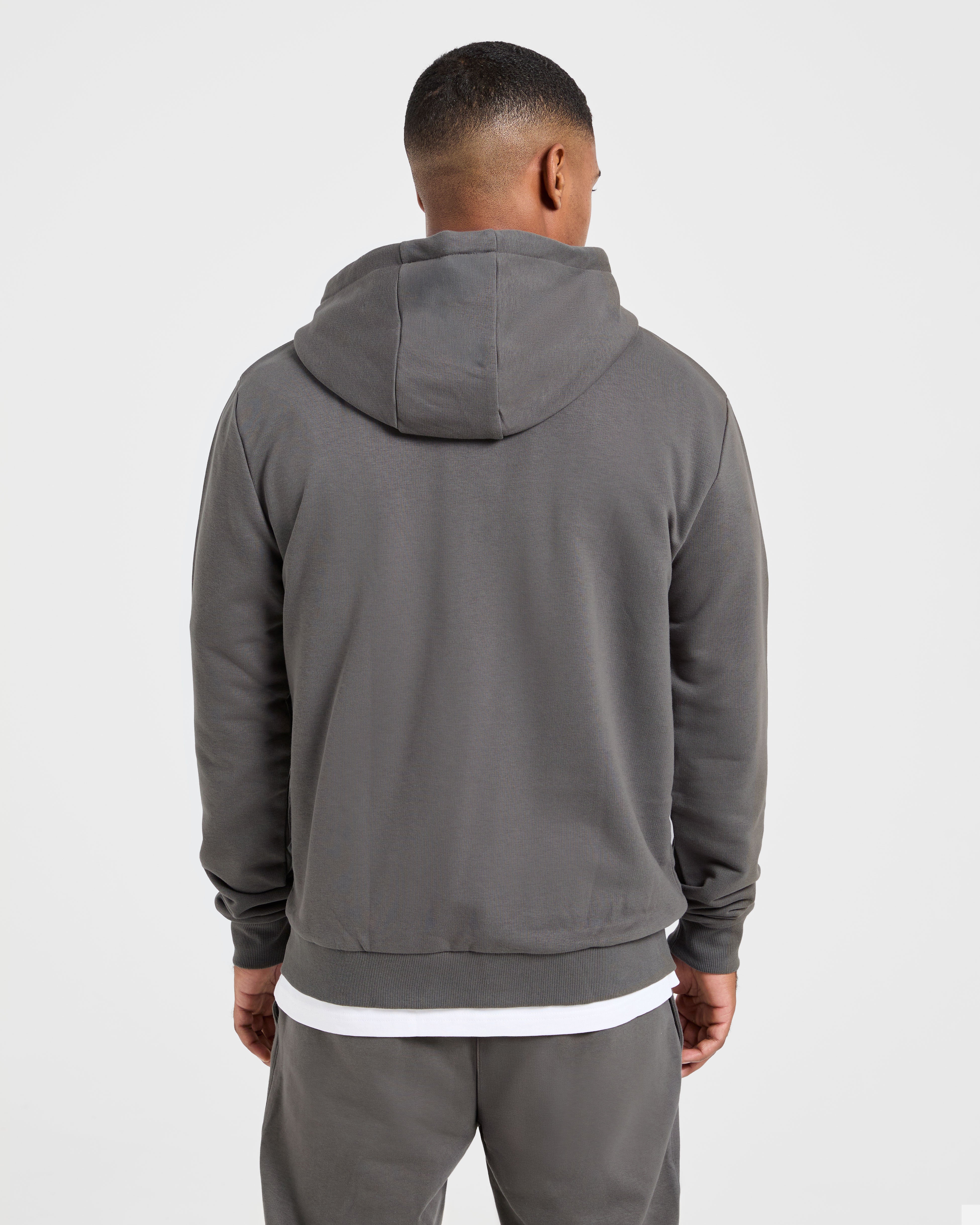Essential Lightweight Zip Up Hoodie - Gris carbón