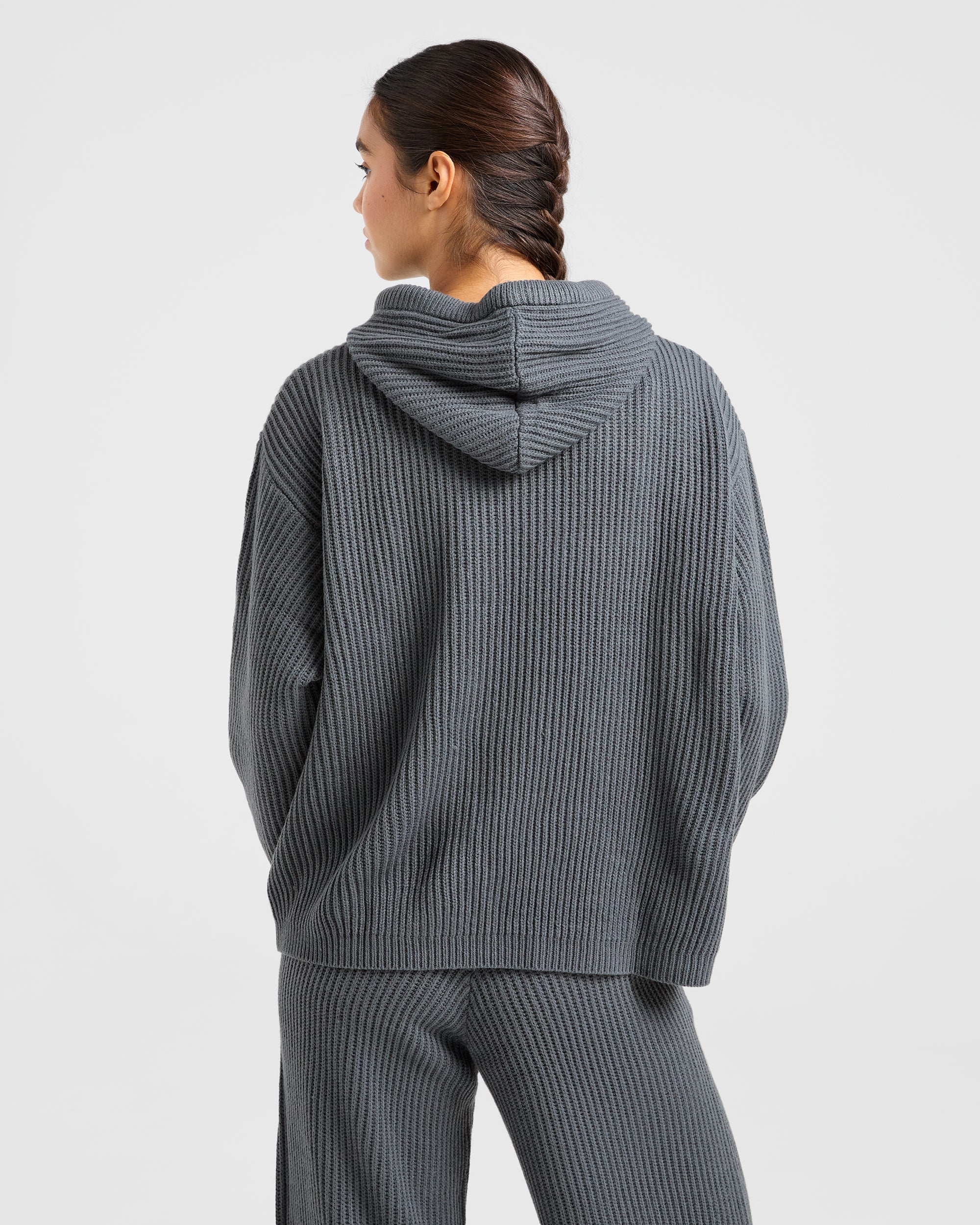 Sudadera de punto amplia para estar en casa - Gris oscuro