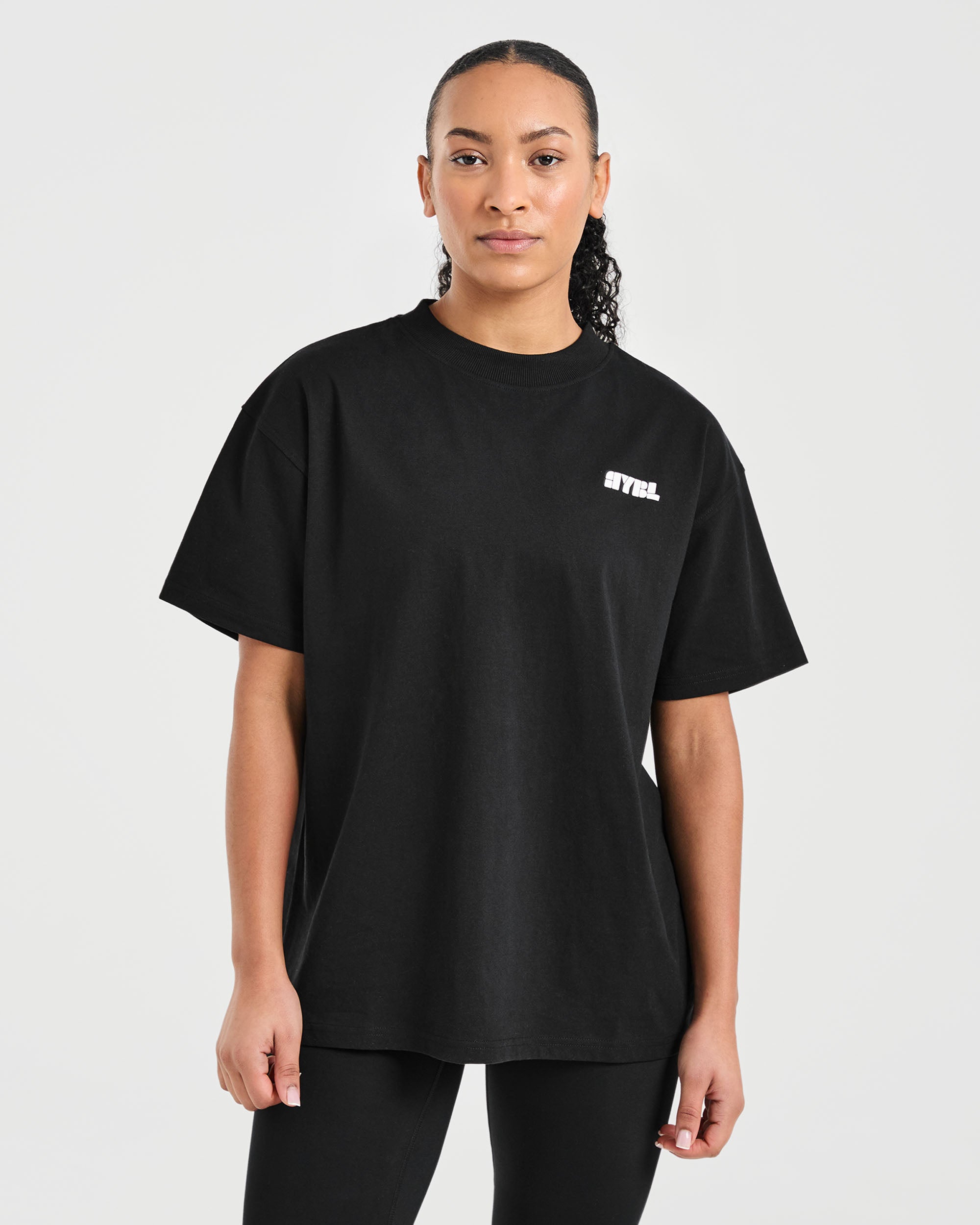 Camiseta Oversized Retro de Atletismo - Negro