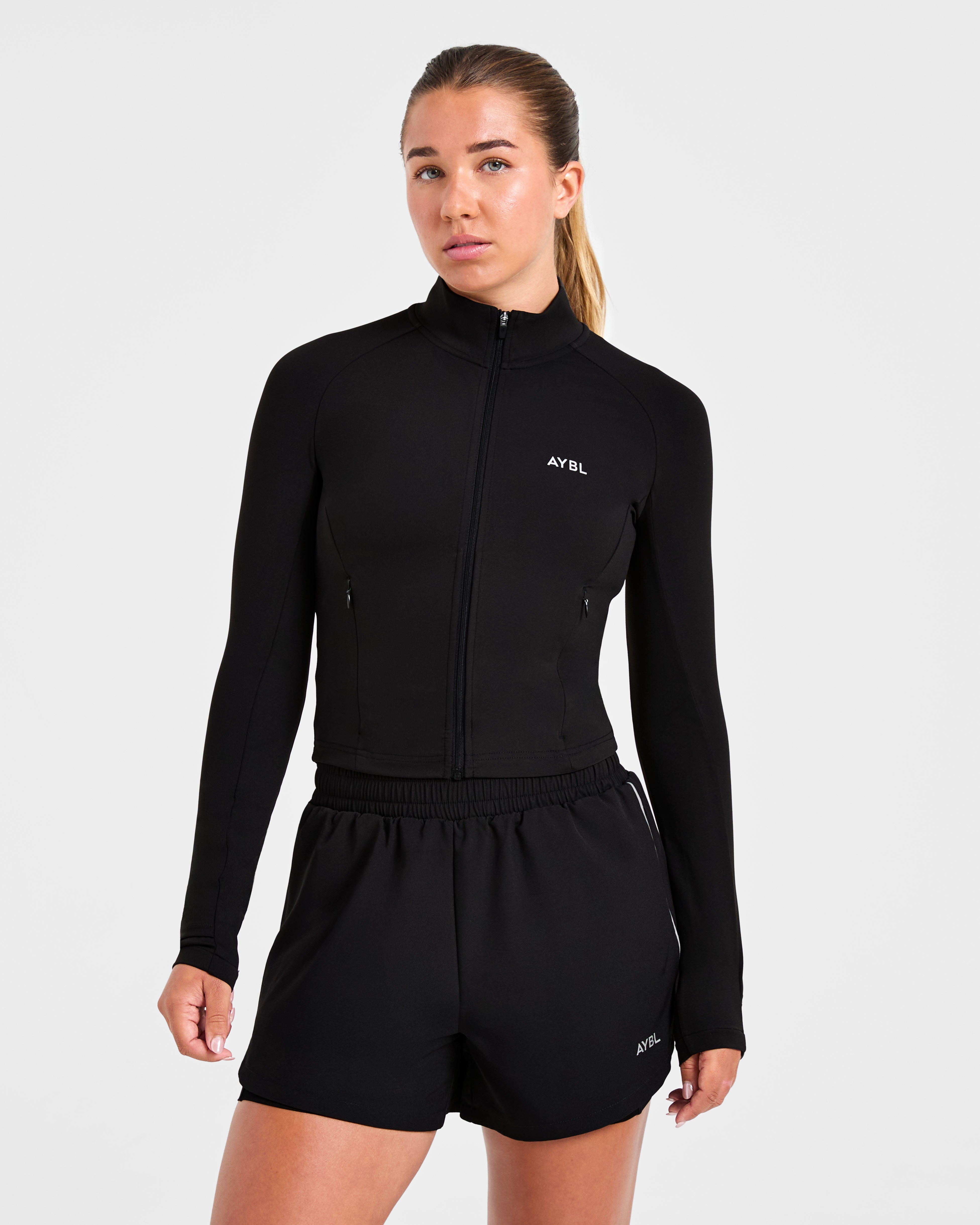 Chaqueta Running con Cremallera - Negro