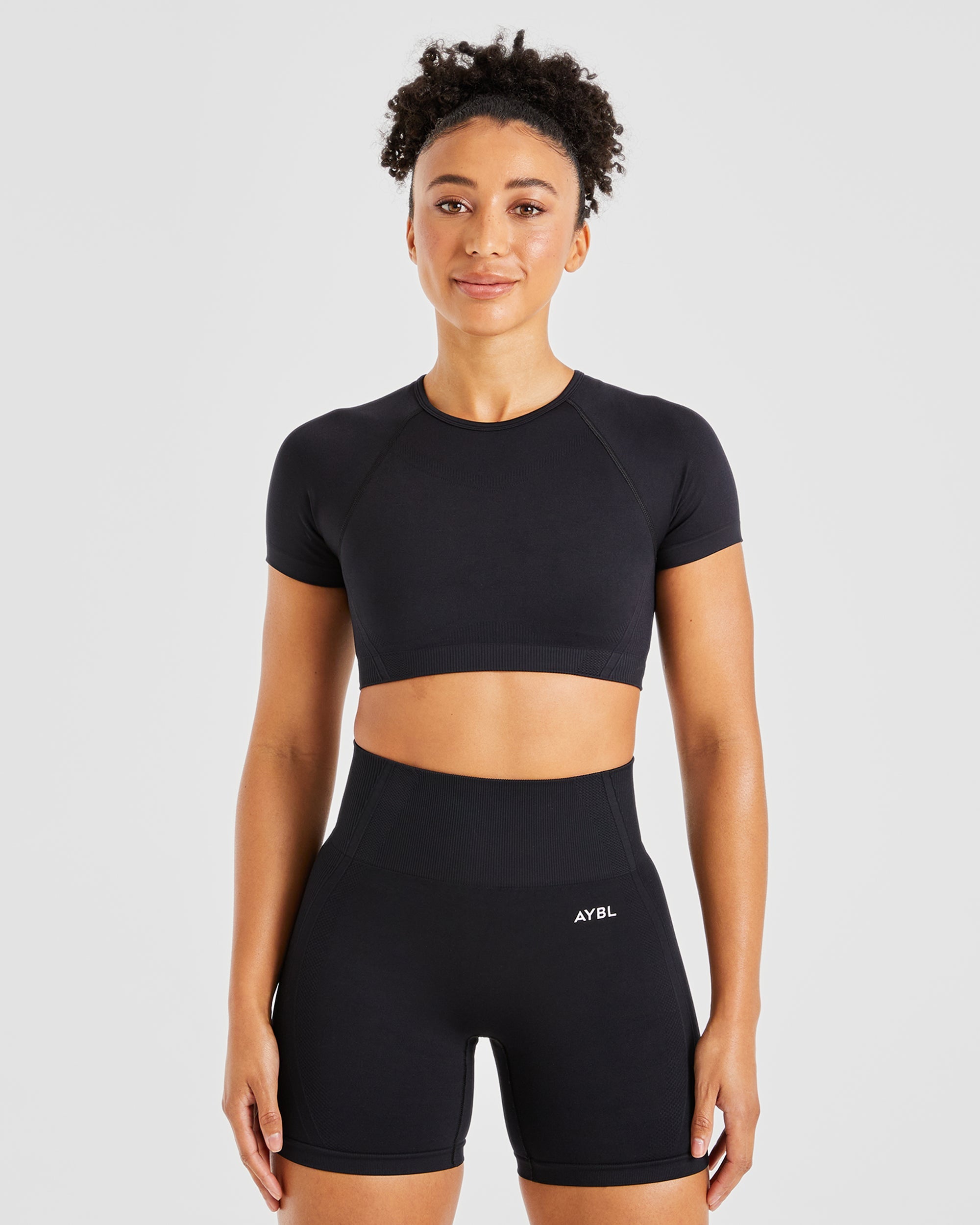Crop Top Sin Costuras Balance V3 - Negro