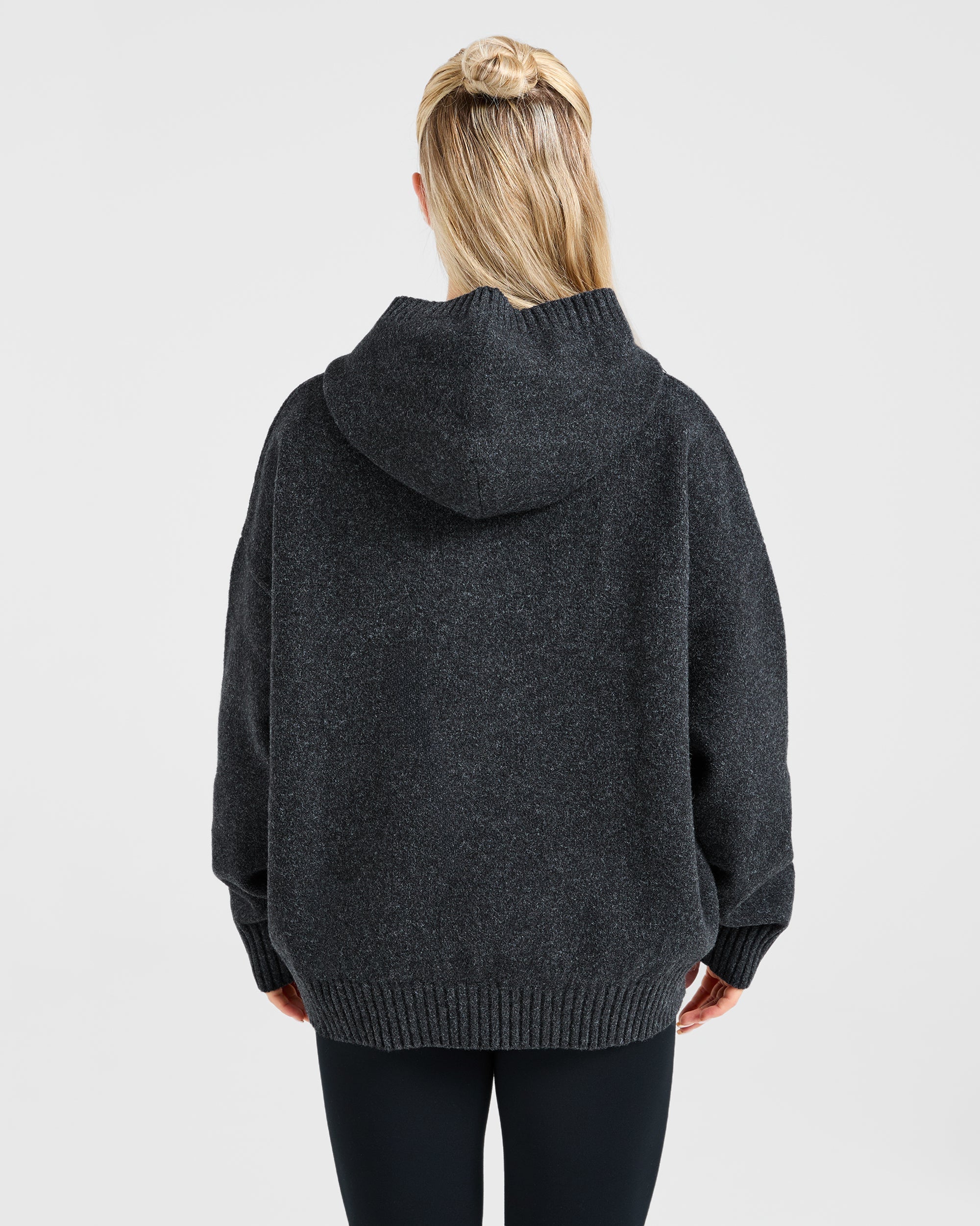 Sudadera Oversized de Punto Varsity - Gris Oscuro