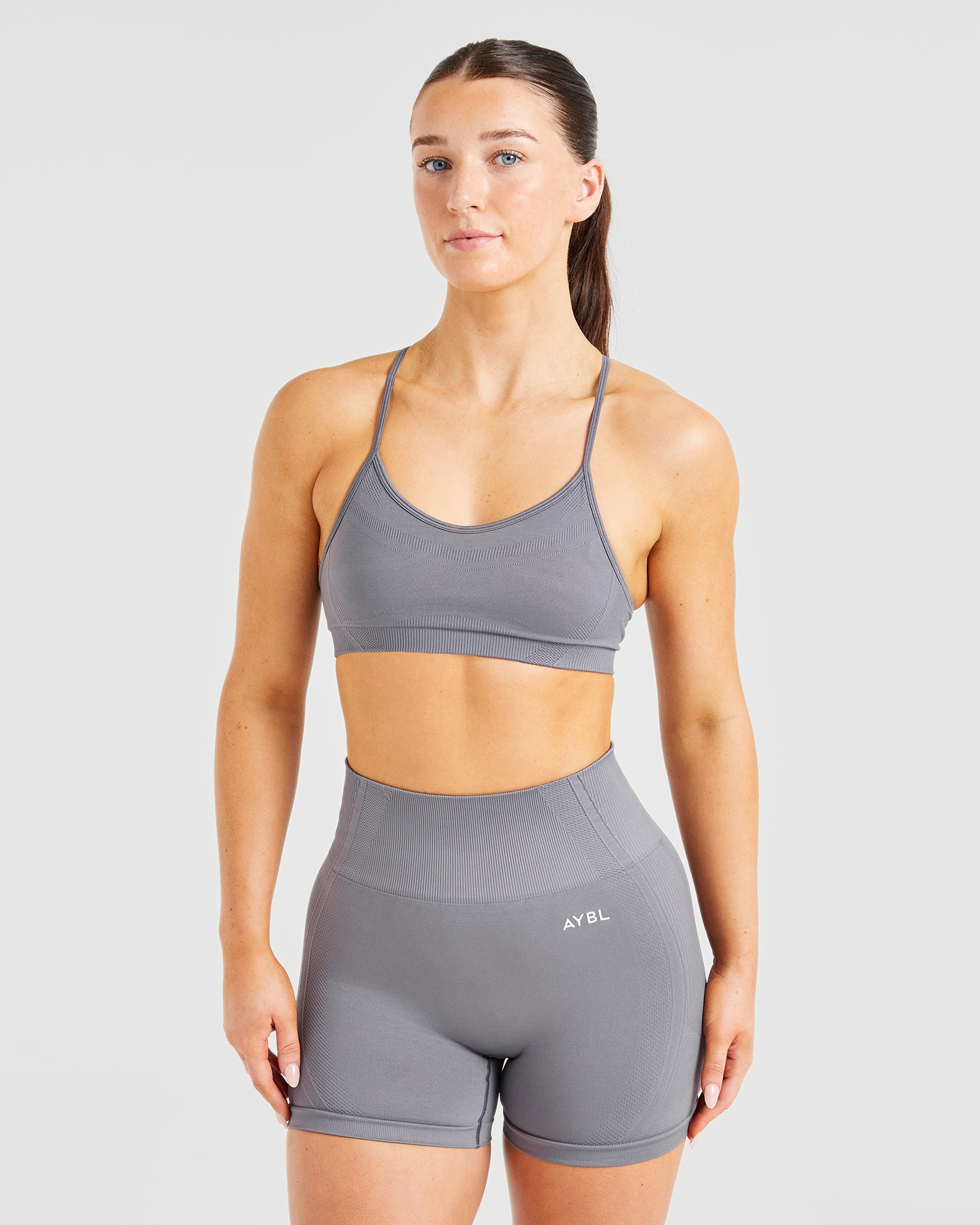 Sports Bra Sin Costuras con Tirantes Balance V3 - Gris Carbón