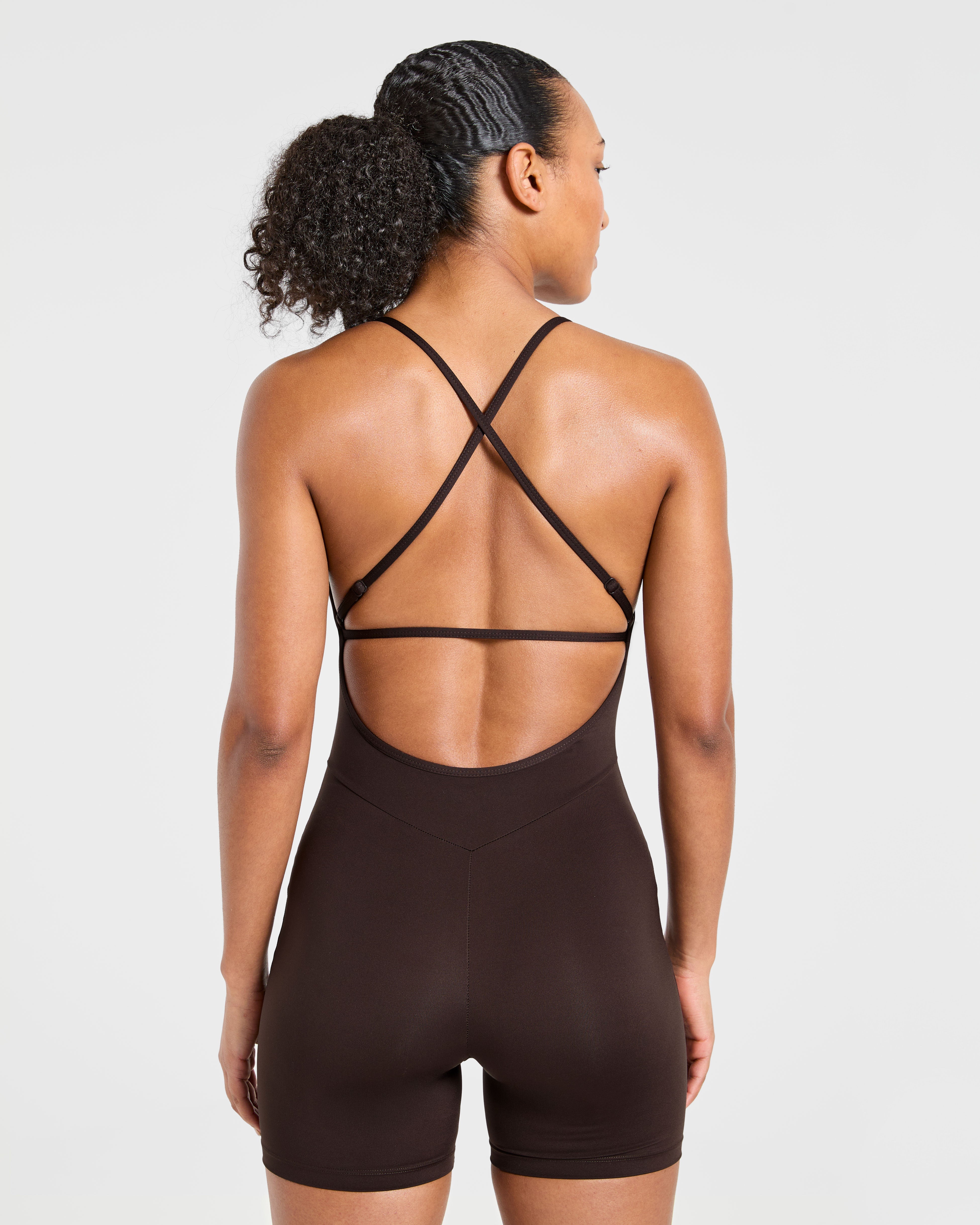 Sculpt Backless All In One - Marrón Cacao Profundo
