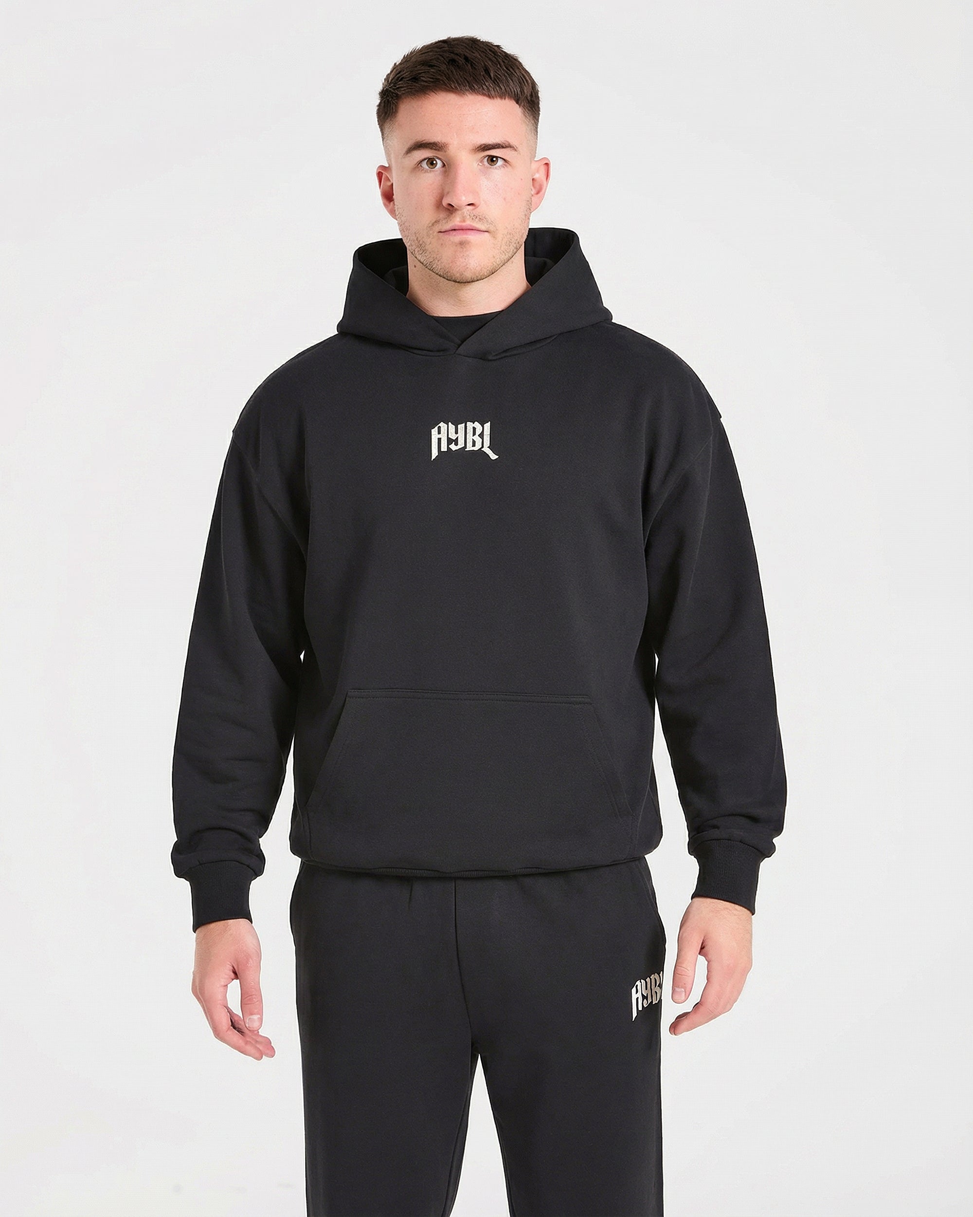 Sudadera Oversized Gótica para Levantamiento Pesado - Negro/Blanco