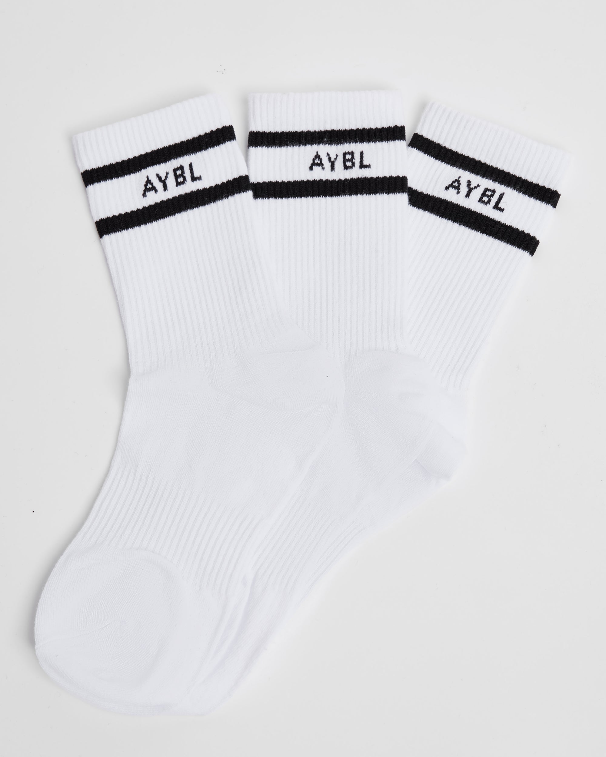 Calcetines de doble franja everyday (3 unidades) - Blanco