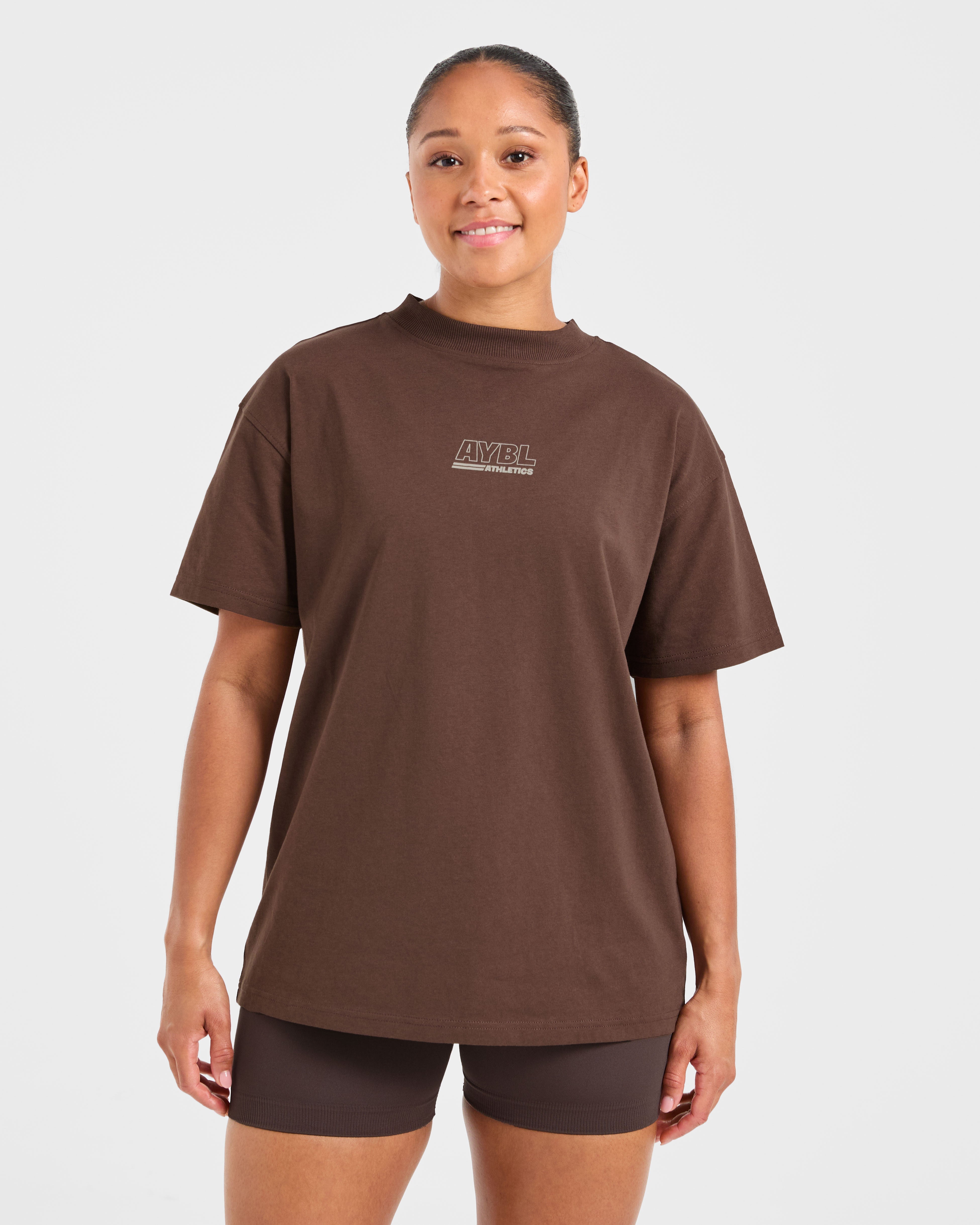 Camiseta Oversized de Pista de Atletismo - Marrón/Arena