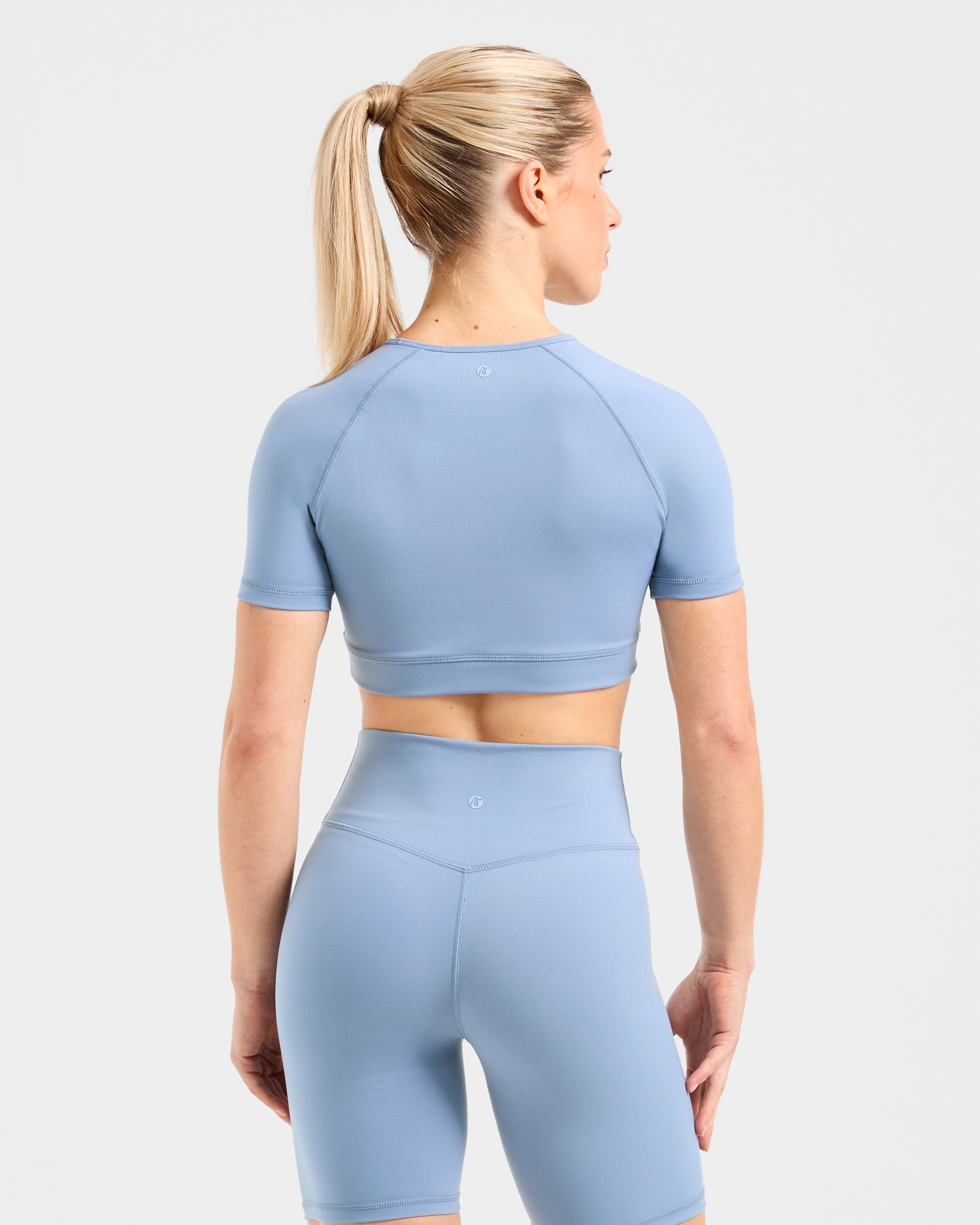 Crop Top Básico - Azul Plomo